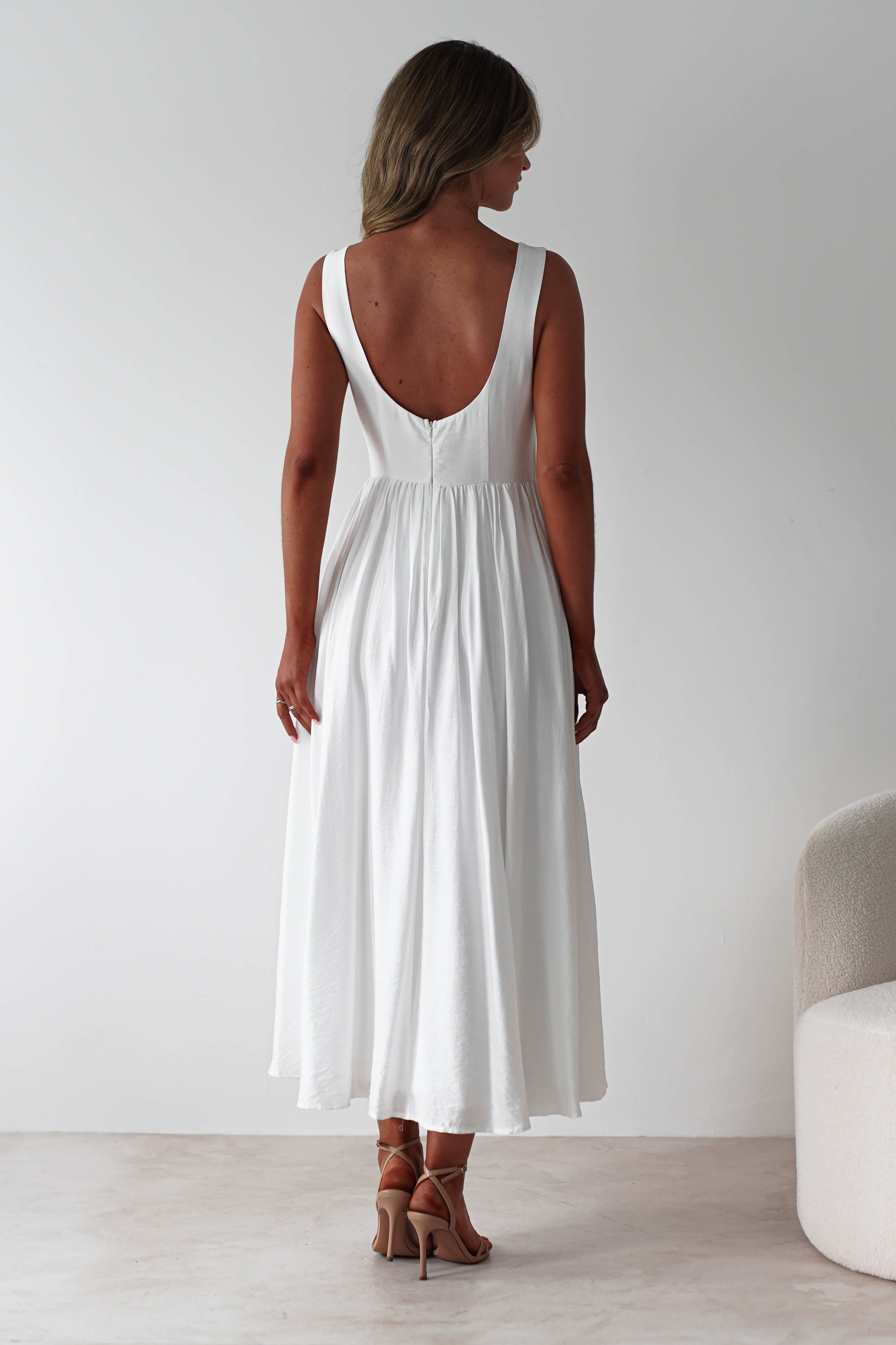Monroe Skater Midaxi Dress | White | Oh Hello Clothing | XS (6)