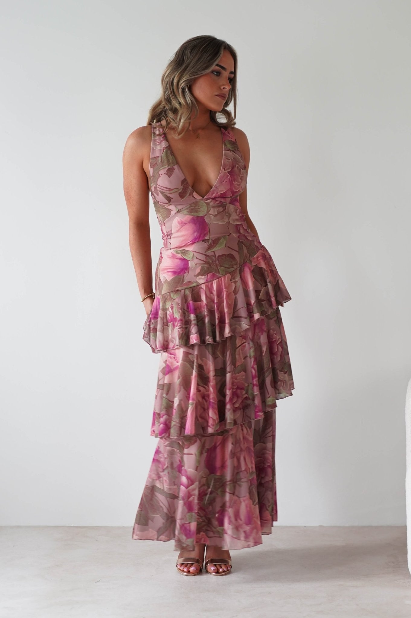 Morgana Floral Ruffle Maxi Dress | Mixed Print | Oh Hello Clothing | XS (6)