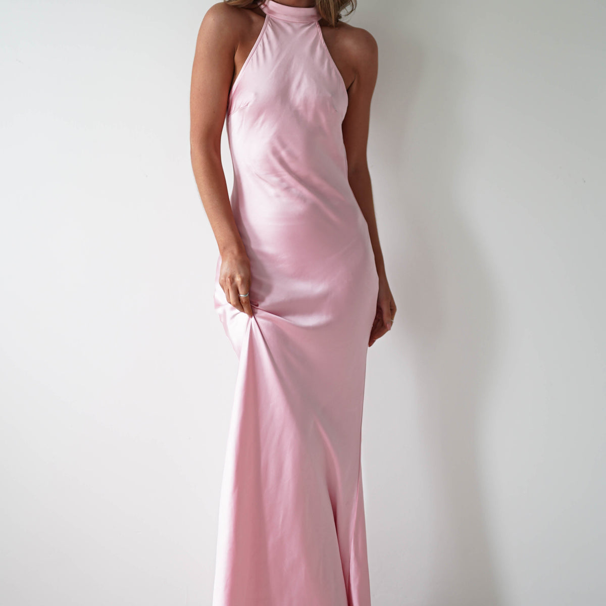 Natalia Soft Satin Maxi Dress | Pink
