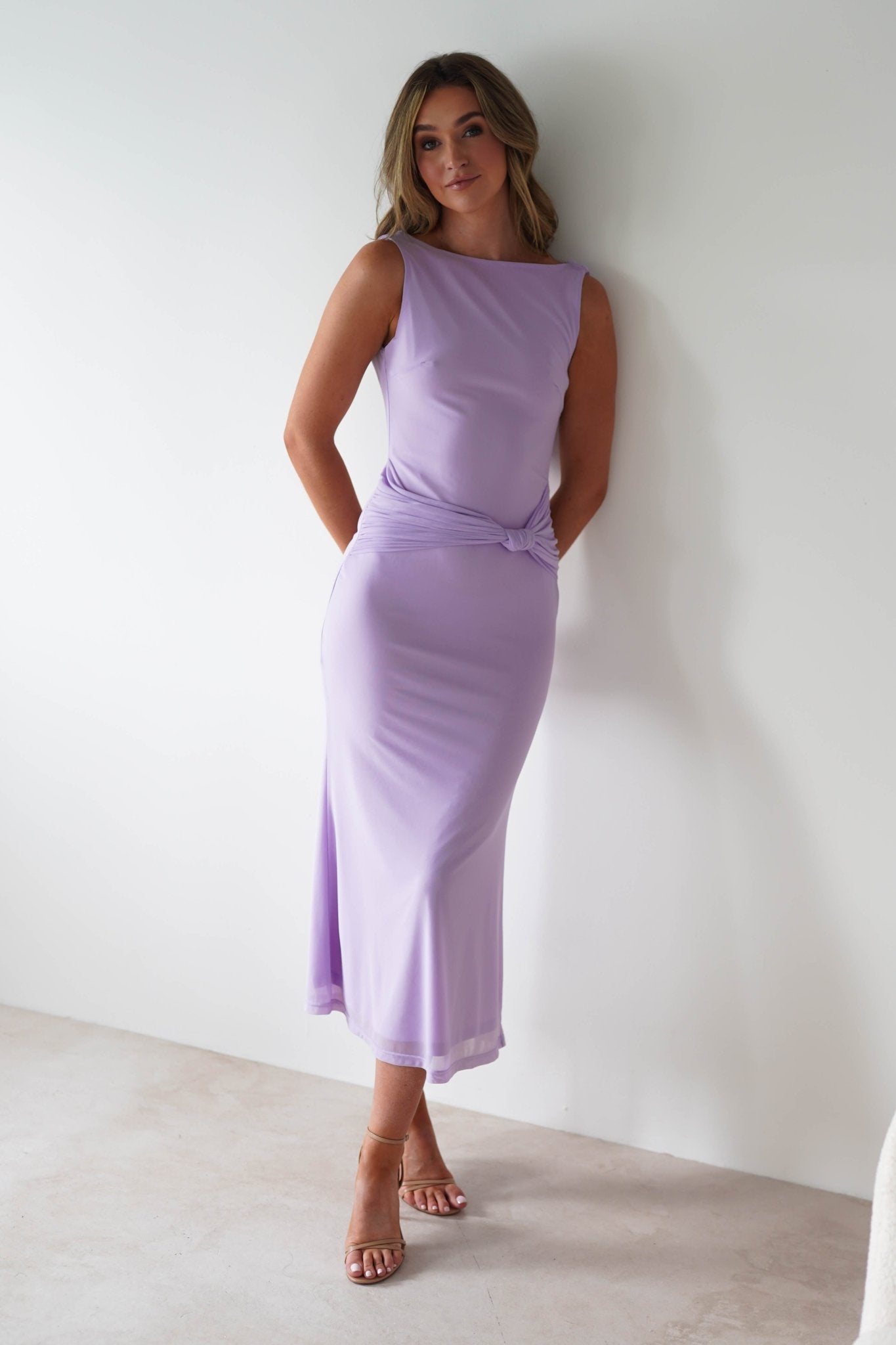 Neelia Mesh Bodycon Midaxi Dress | Lilac | Oh Hello Clothing | XS (6)