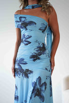 Noelani Floral Mesh Scarf Maxi Dress | Blue | Oh Hello Clothing | XS (6)
