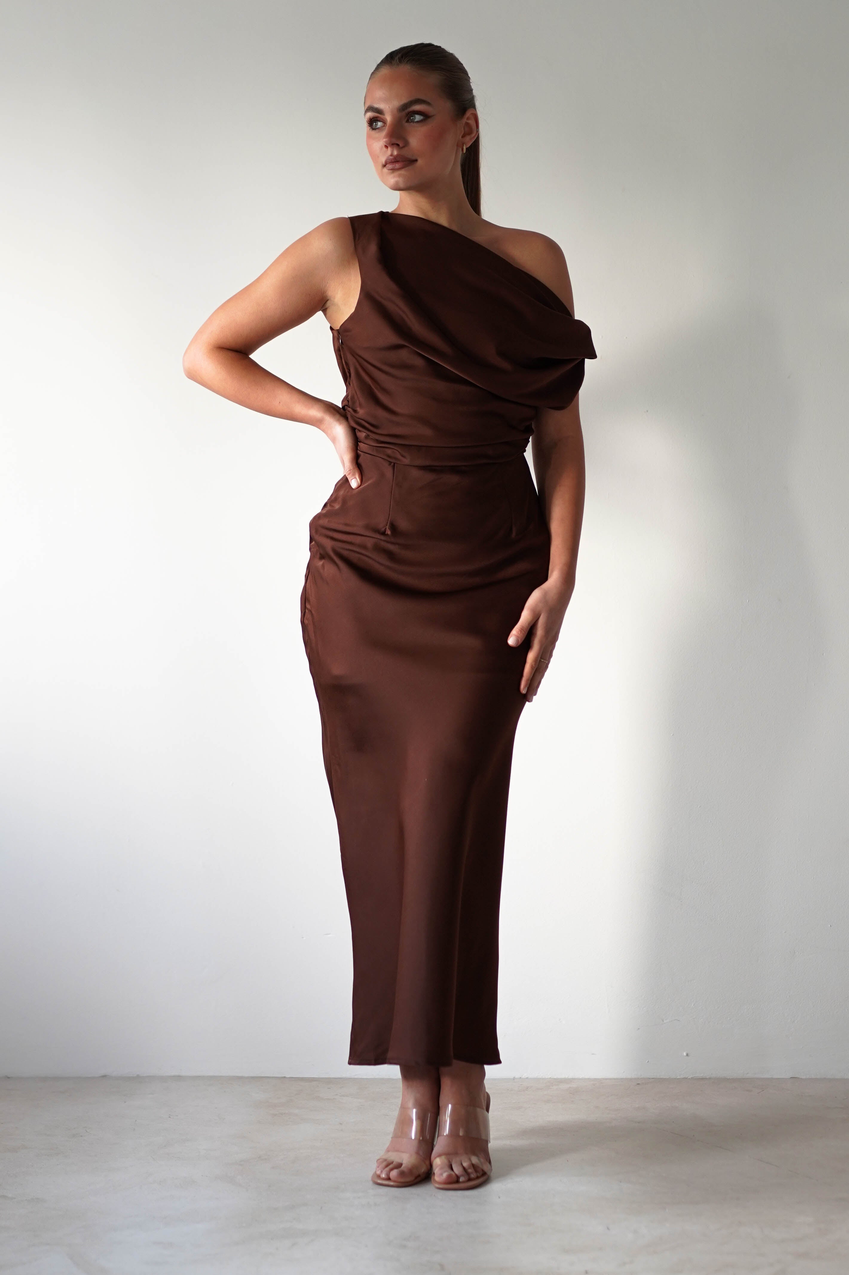 Odelle Soft Off The Shoulder Maxi | Brown - Oh Hello Clothing