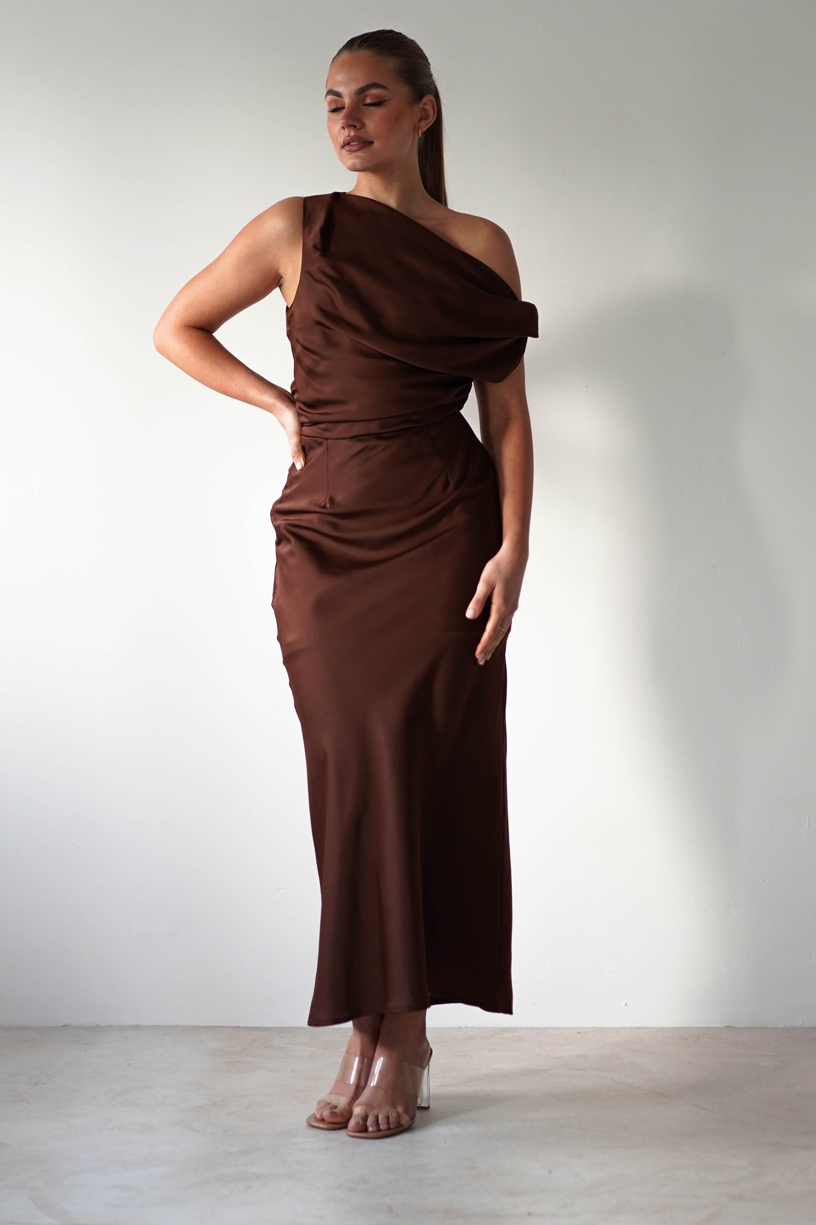 Odelle Soft Off The Shoulder Maxi | Brown - Oh Hello Clothing