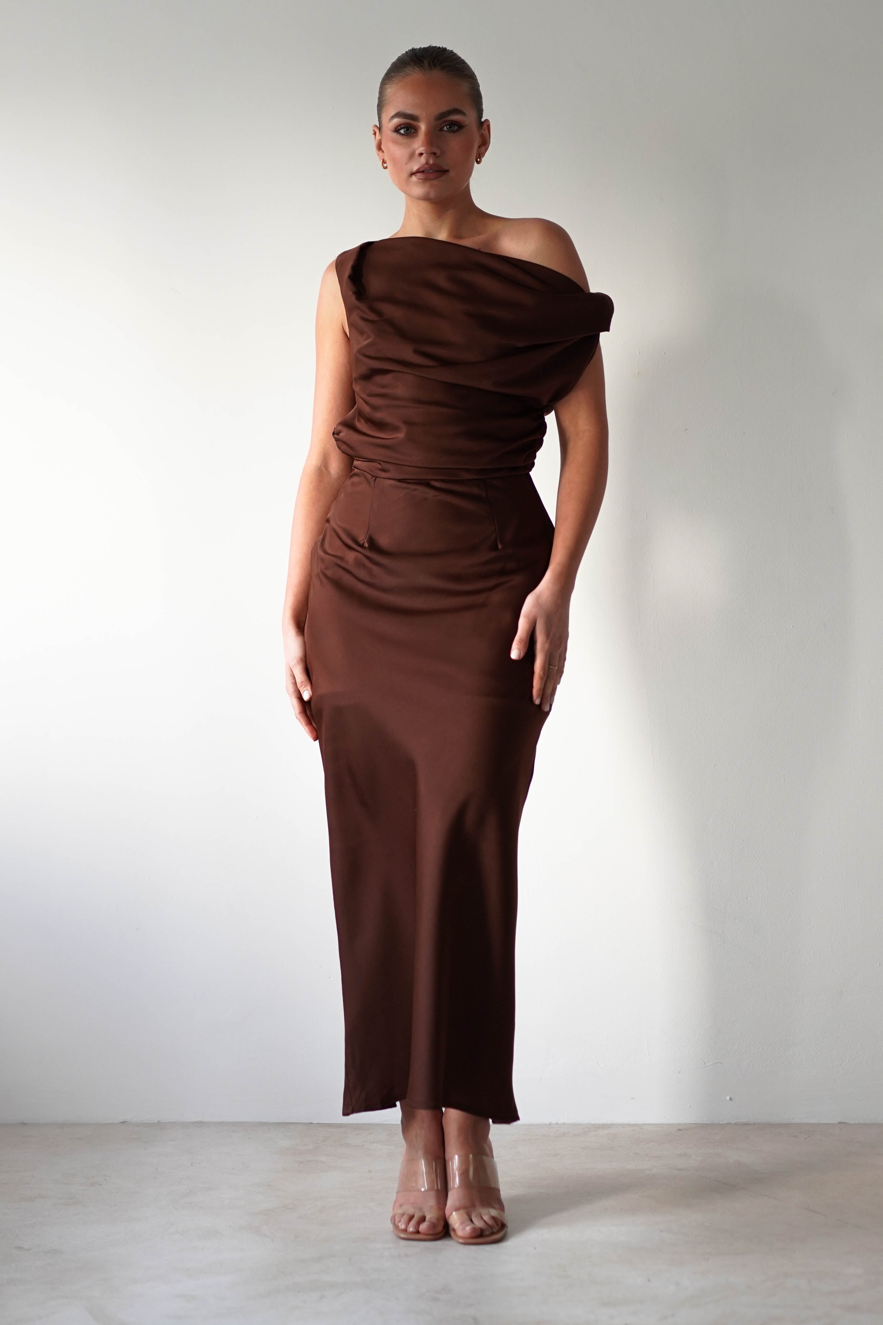 Odelle Soft Off The Shoulder Maxi | Brown - Oh Hello Clothing