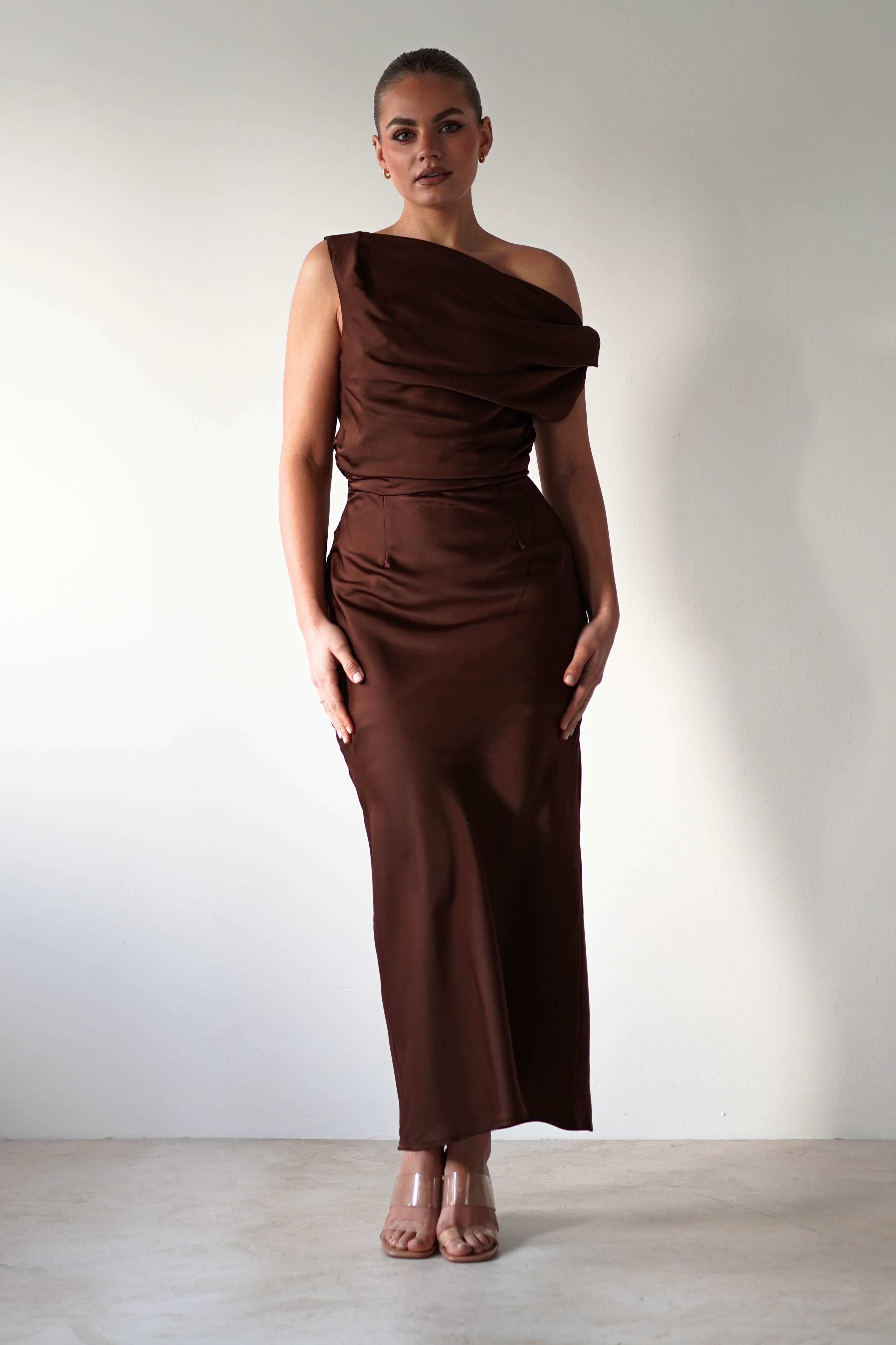 Odelle Soft Off The Shoulder Maxi | Brown - Oh Hello Clothing