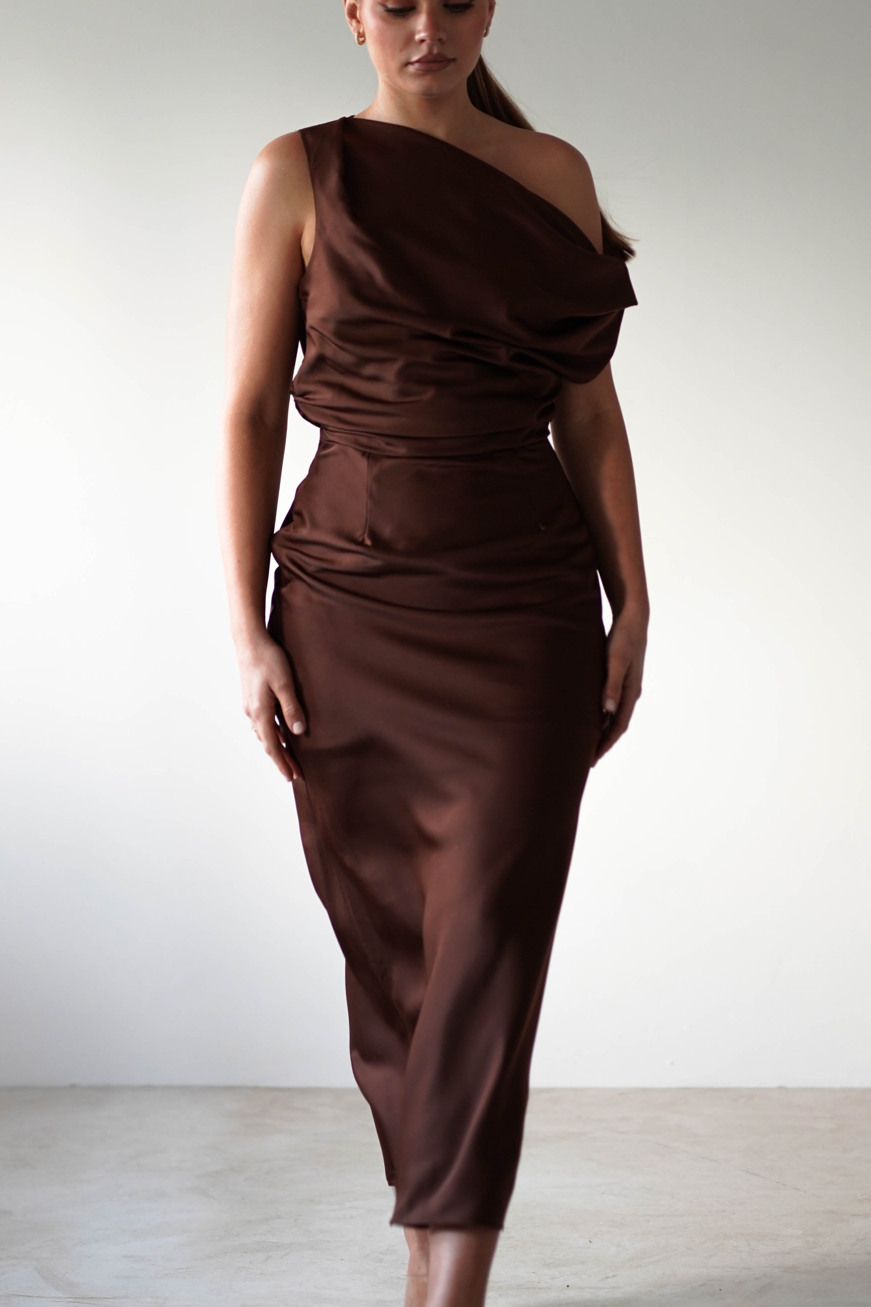 Odelle Soft Off The Shoulder Maxi | Brown - Oh Hello Clothing