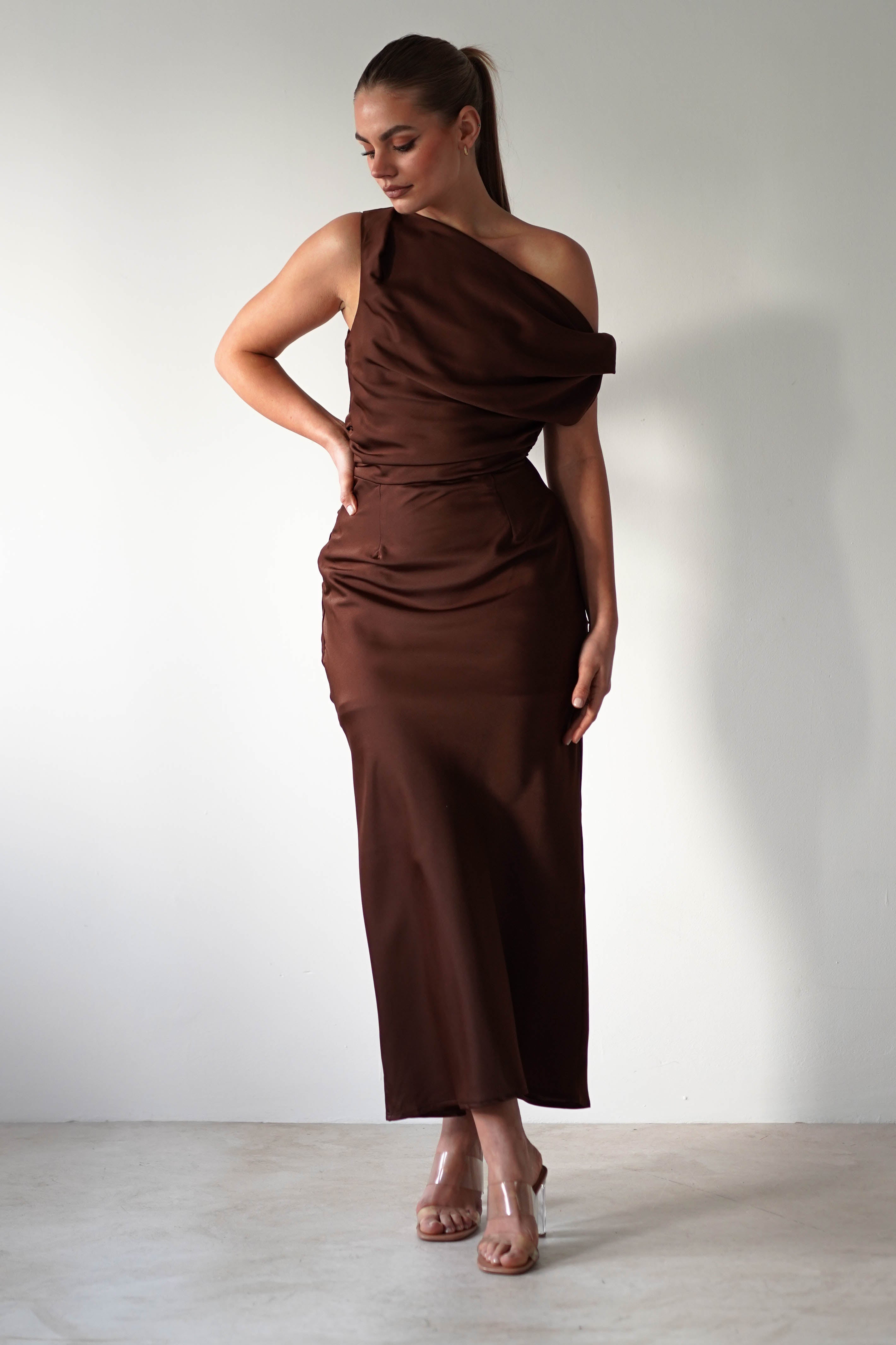 Odelle Soft Off The Shoulder Maxi | Brown - Oh Hello Clothing