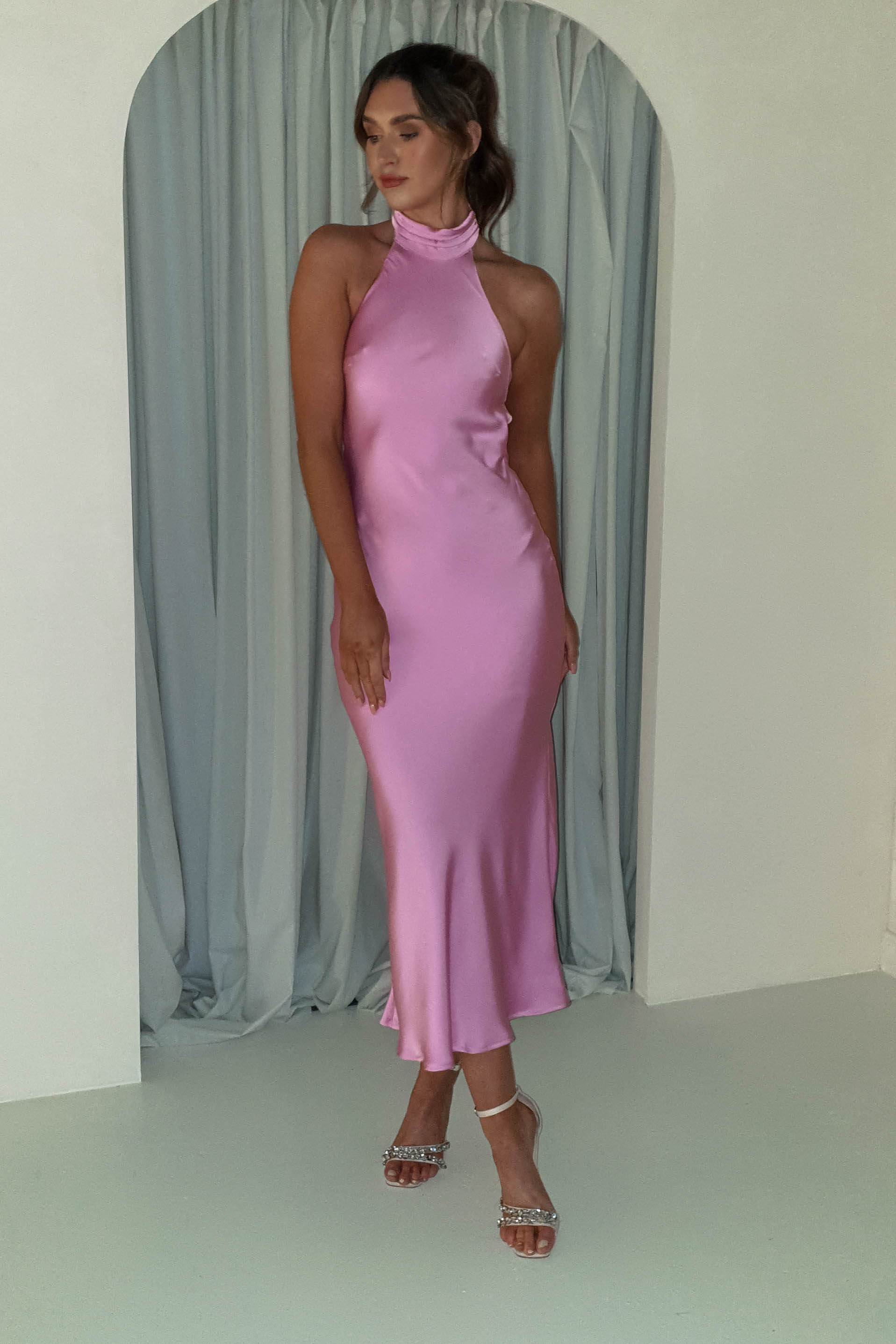 Pamela Halter Neck Maxi Dress | Pink | Oh Hello Clothing | XS (6)