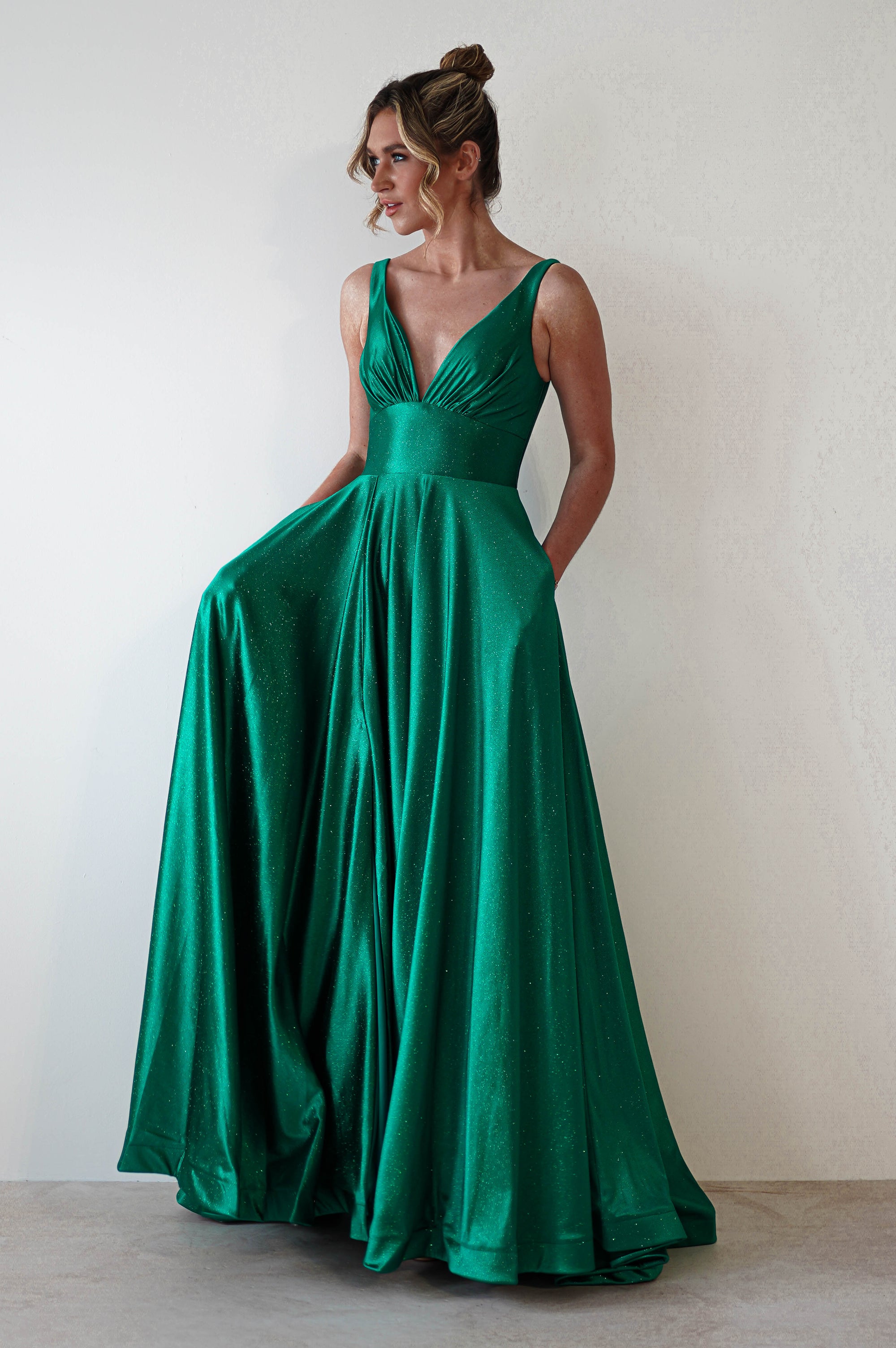 Penelope Glitter Princess Gown | Green - Oh Hello Clothing