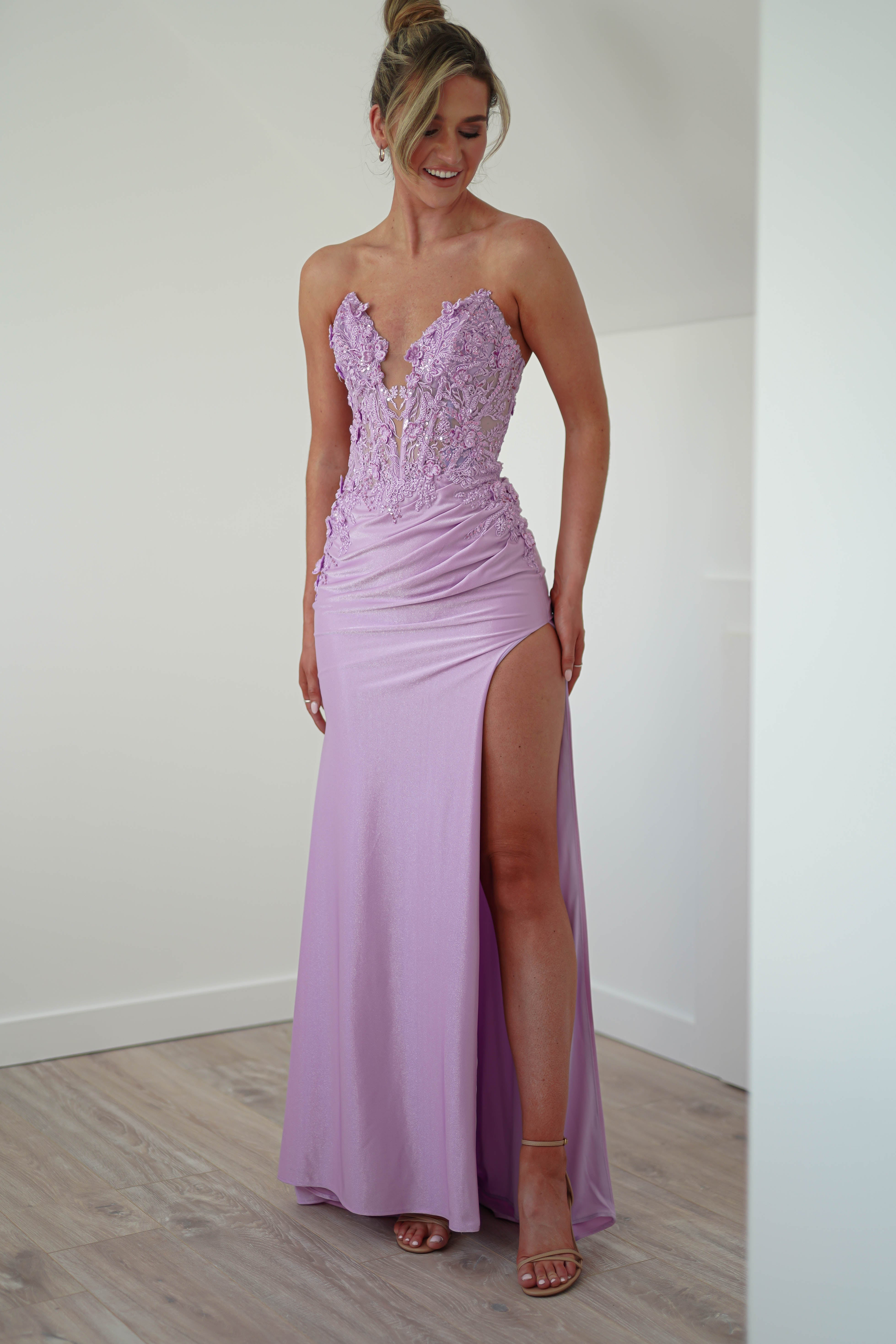 Perla Embellished Gown | Lilac | Oh Hello Clothing | XS (6)