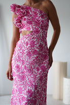 Pertunia Cut Out Midaxi Dress | Pink Print | Oh Hello Clothing | XS (6)
