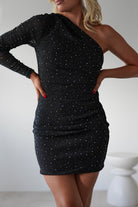Pierette Diamante Mini Dress | Black | Oh Hello Clothing | S (8)