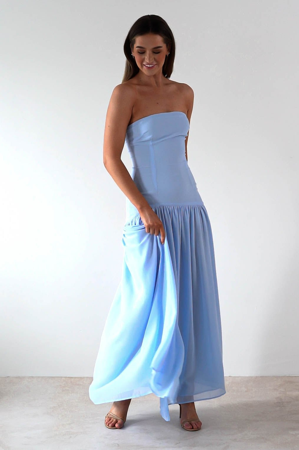 Polinna Strapless Chiffon Maxi Dress | Blue | Oh Hello Clothing | S (8)