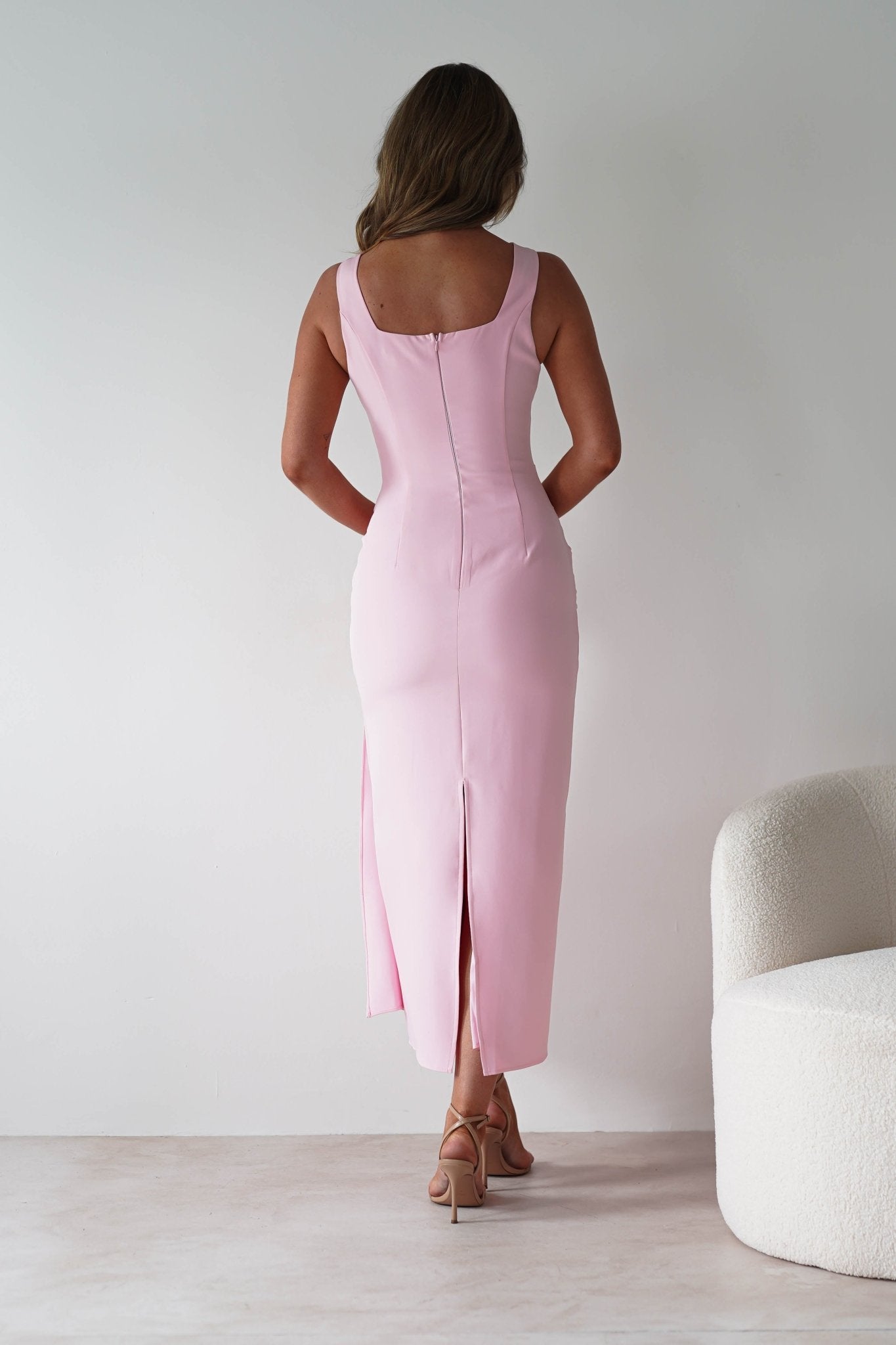 Rina Gathered Waist Midaxi Dress | Pink | Oh Hello Clothing | XS (6)