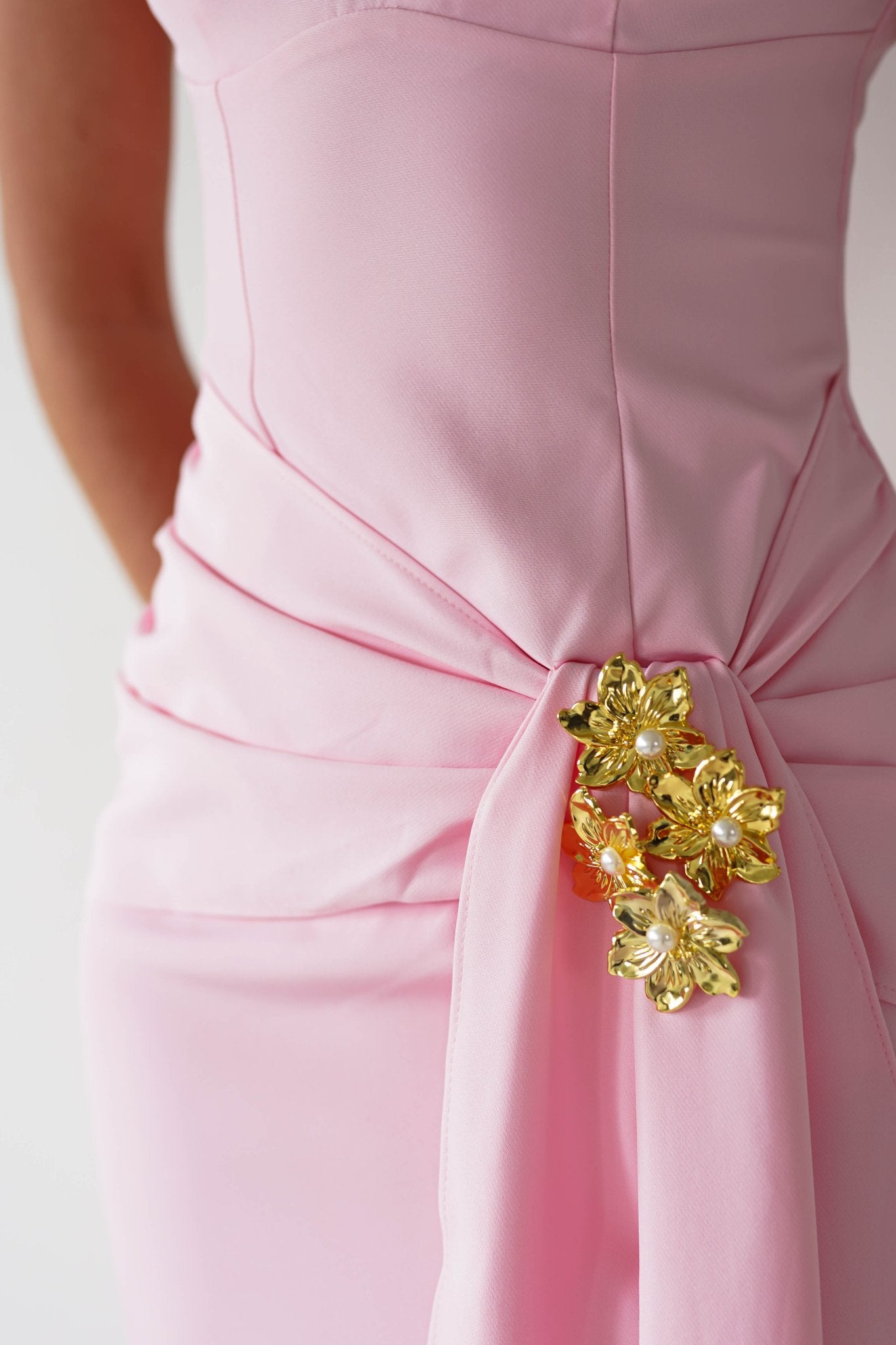 Rina Gathered Waist Midaxi Dress | Pink | Oh Hello Clothing | XS (6)