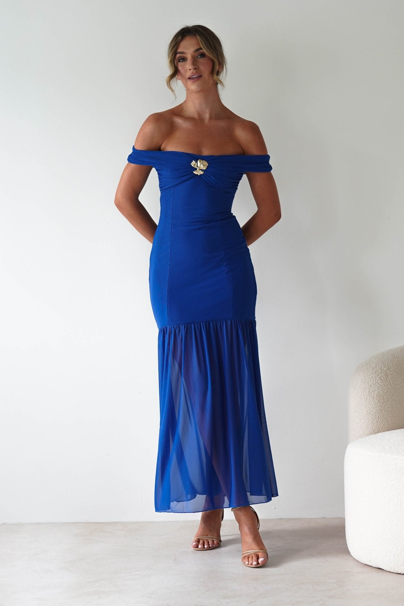 Robin Off The Shoulder Maxi Dress | Cobalt Blue | Oh Hello Clothing | XS (6)