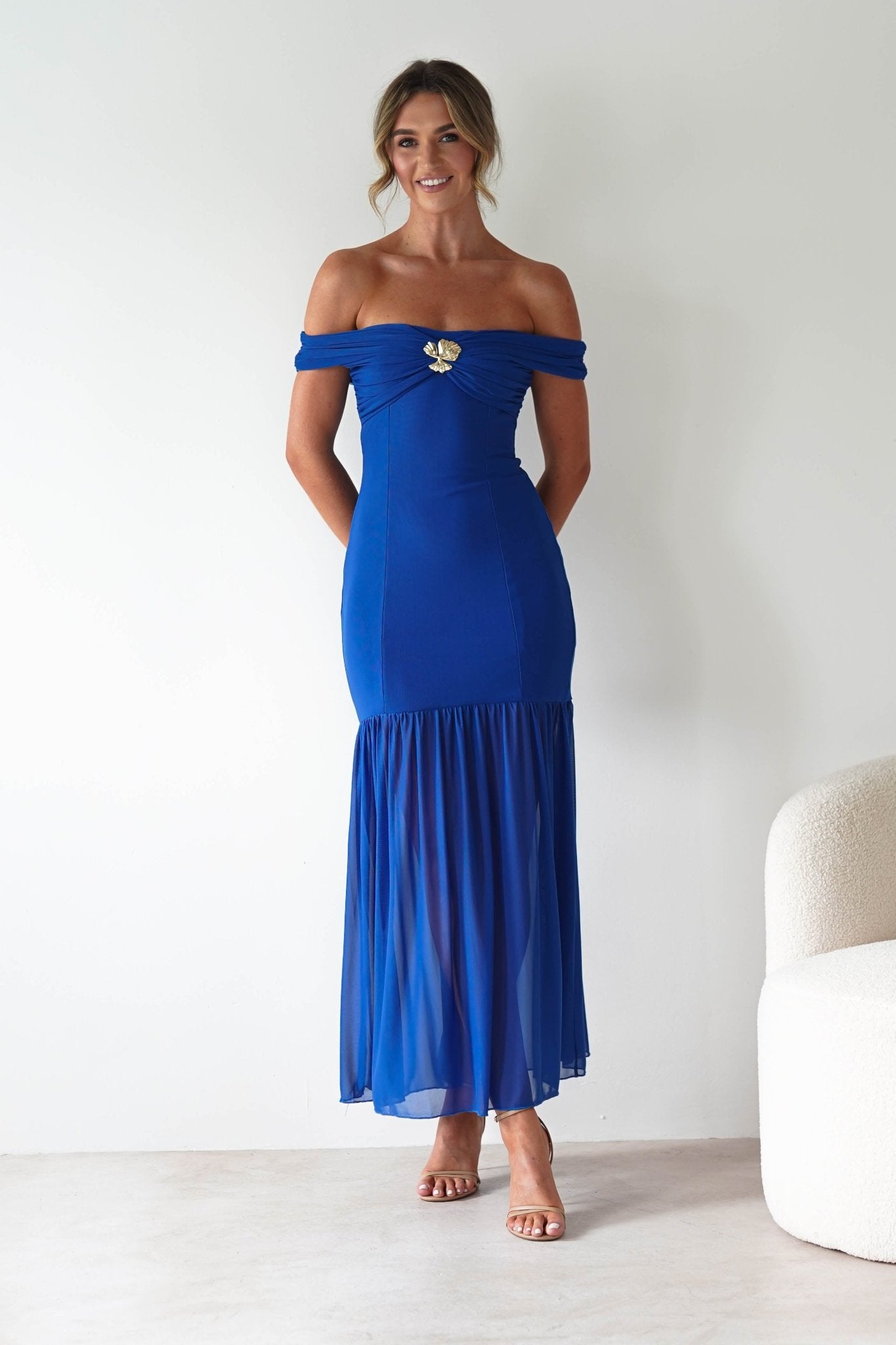 Robin Off The Shoulder Maxi Dress | Cobalt Blue | Oh Hello Clothing | XS (6)