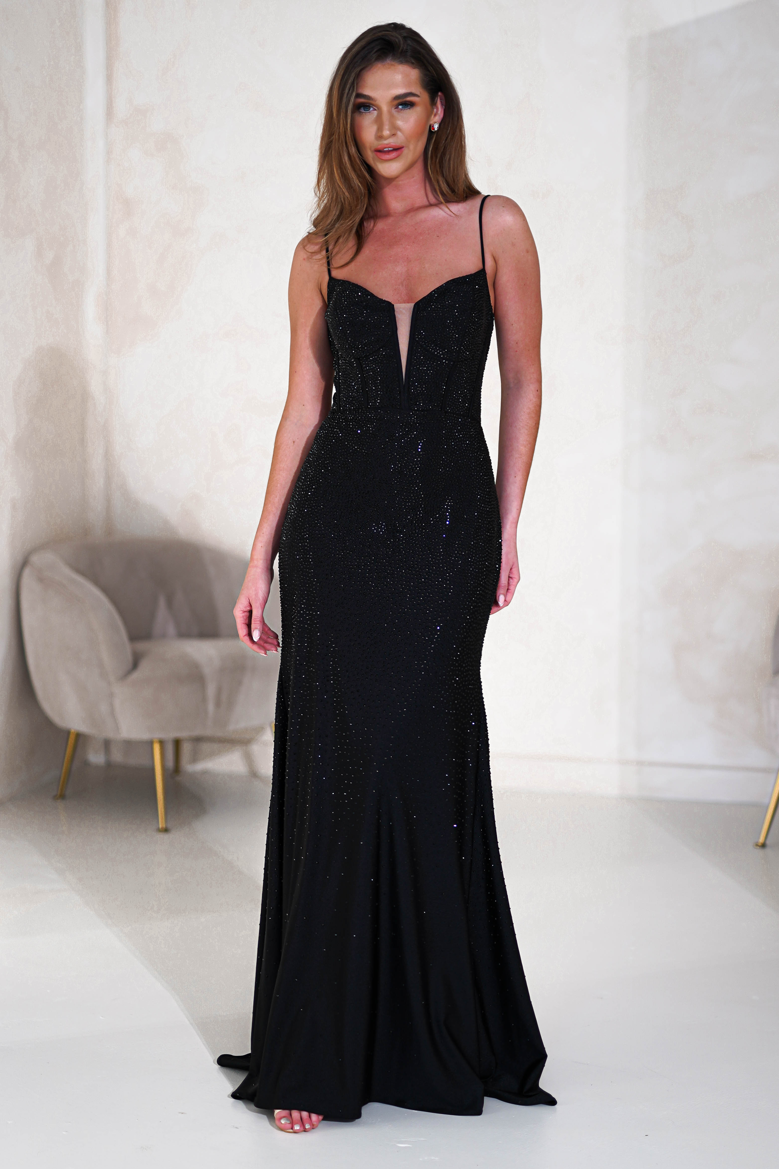 Sabrina Diamante Gown | Black - Oh Hello Clothing