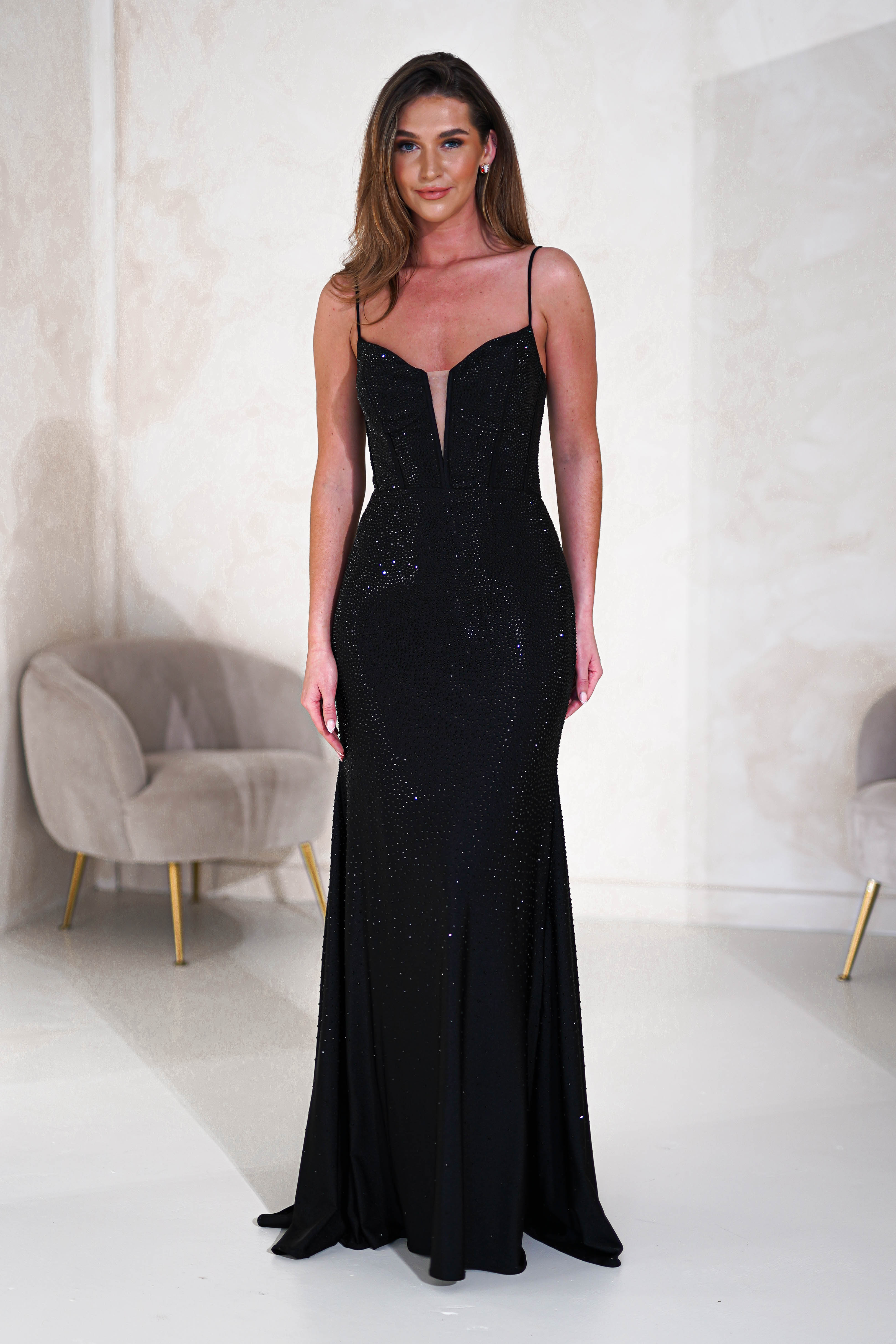 Sabrina Diamante Gown | Black - Oh Hello Clothing