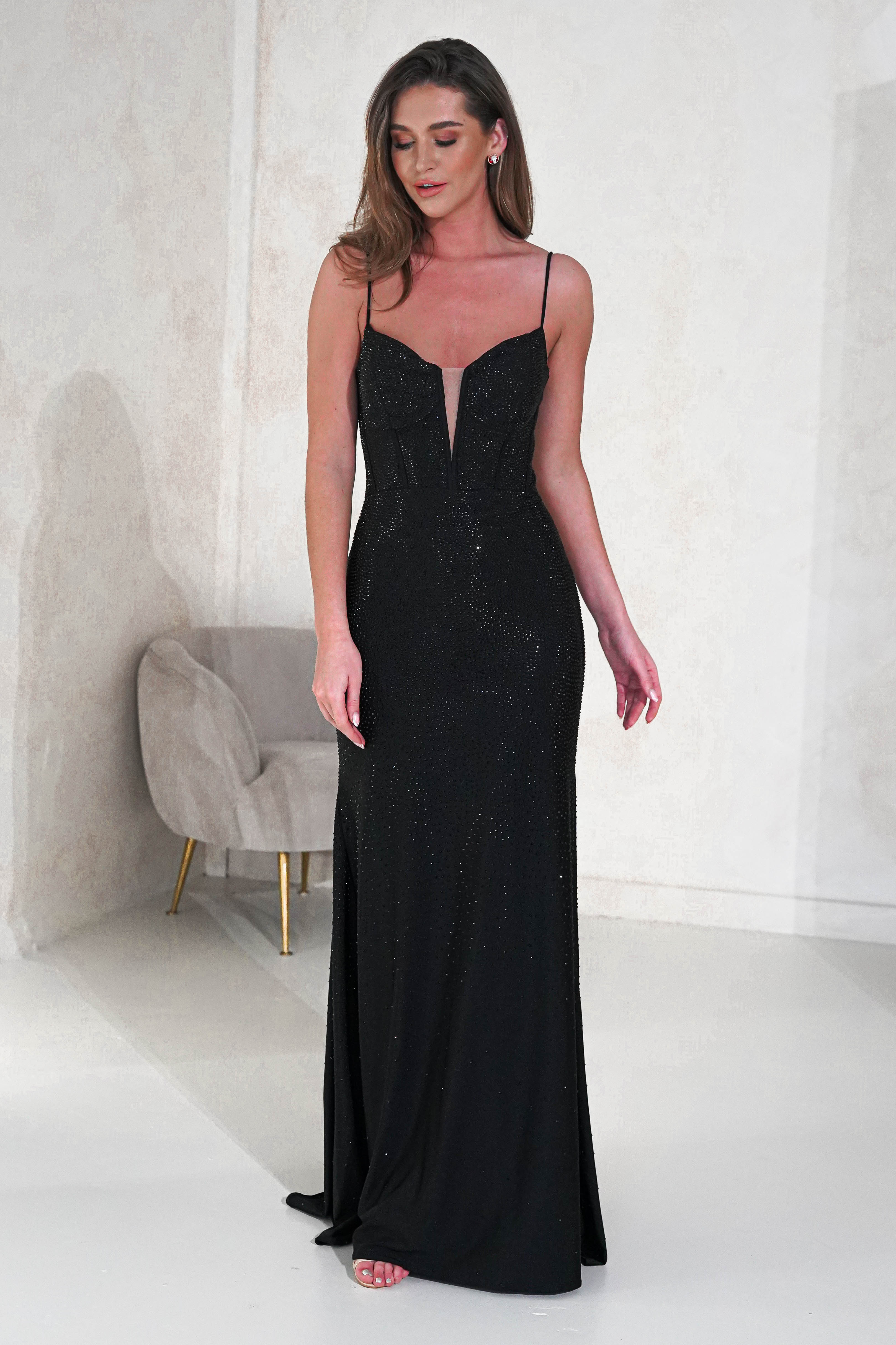 Sabrina Diamante Gown | Black - Oh Hello Clothing