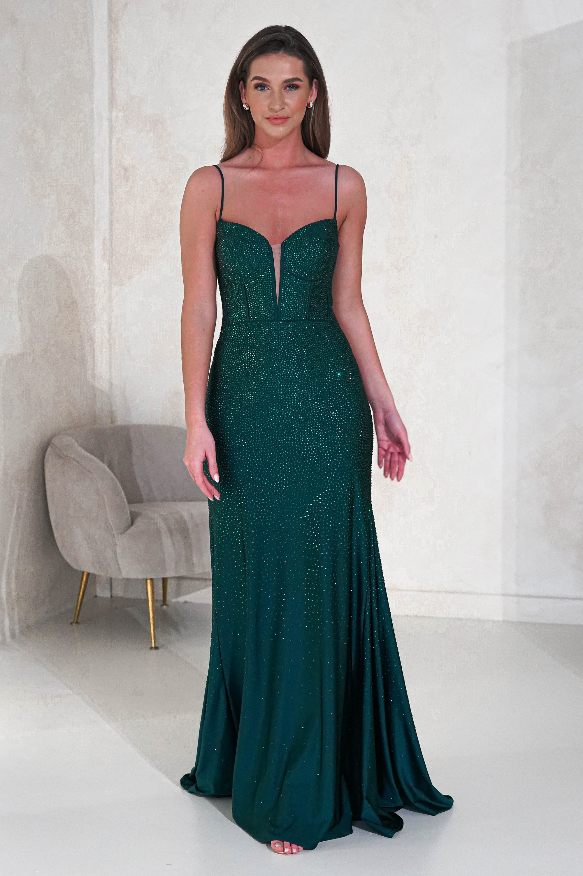 Sabrina Diamante Gown | Emerald Green - Oh Hello Clothing