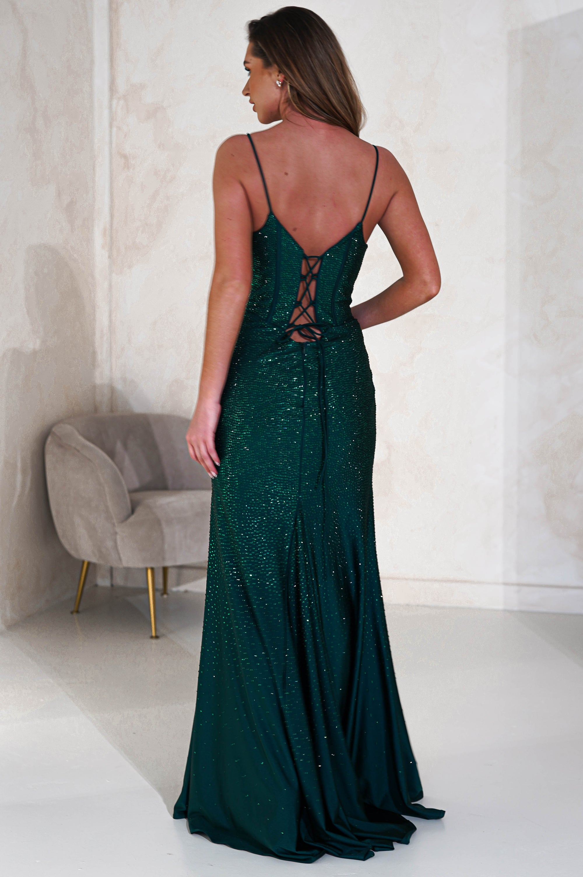 Sabrina Diamante Gown | Emerald Green - Oh Hello Clothing