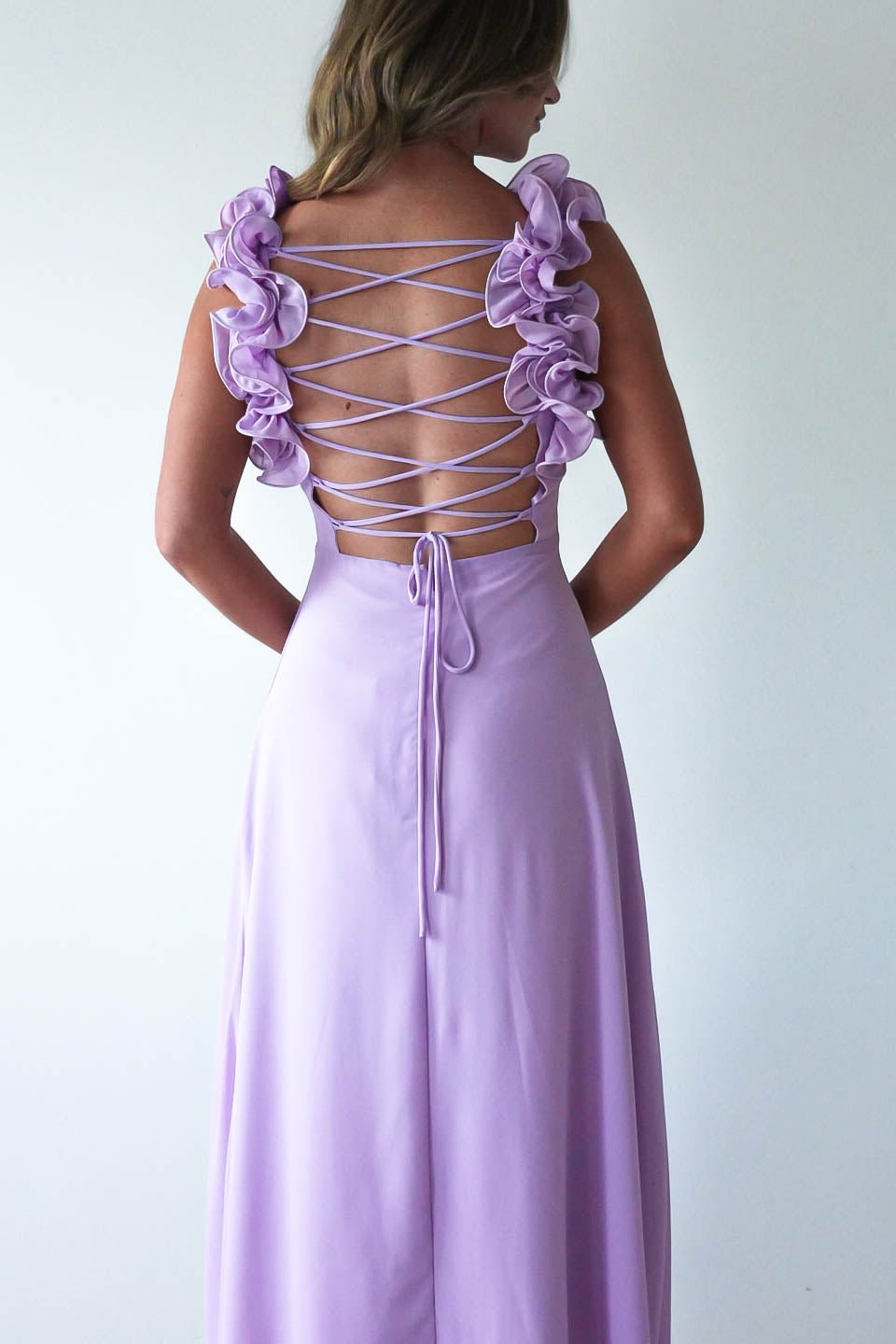 Sadie Ruffle Sleeve Maxi Dress | Lilac | Oh Hello Clothing | XS (6)