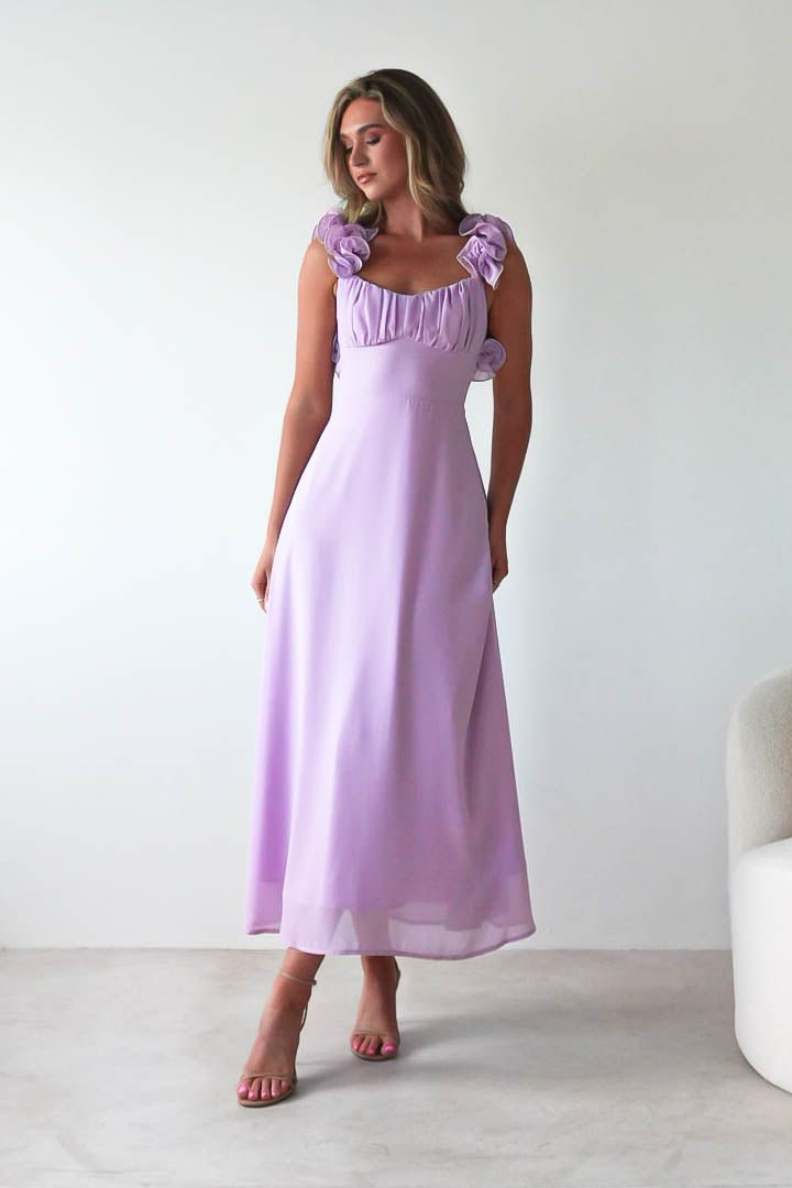 Sadie Ruffle Sleeve Maxi Dress | Lilac | Oh Hello Clothing | XS (6)