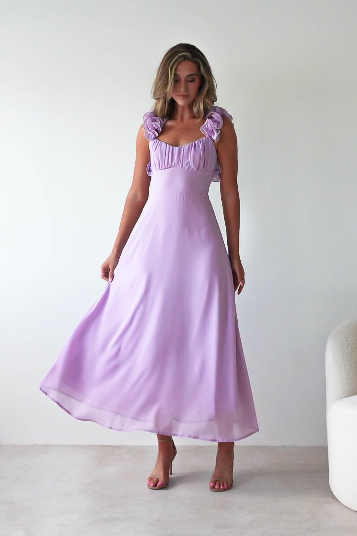 Sadie Ruffle Sleeve Maxi Dress | Lilac | Oh Hello Clothing | XS (6)