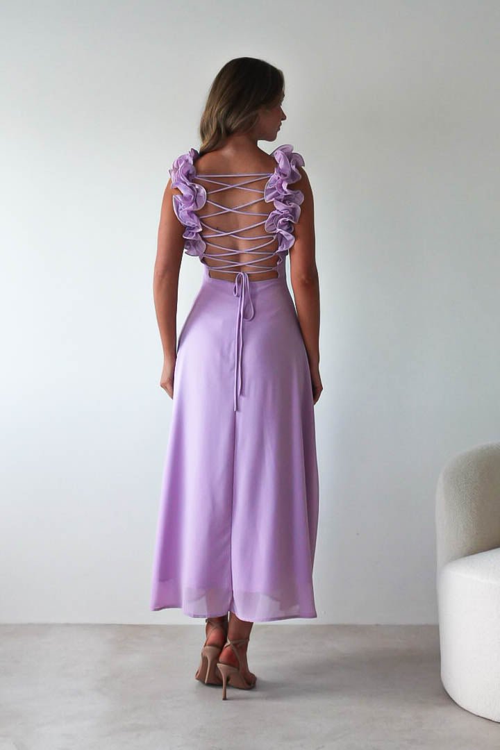 Sadie Ruffle Sleeve Maxi Dress | Lilac | Oh Hello Clothing | XS (6)