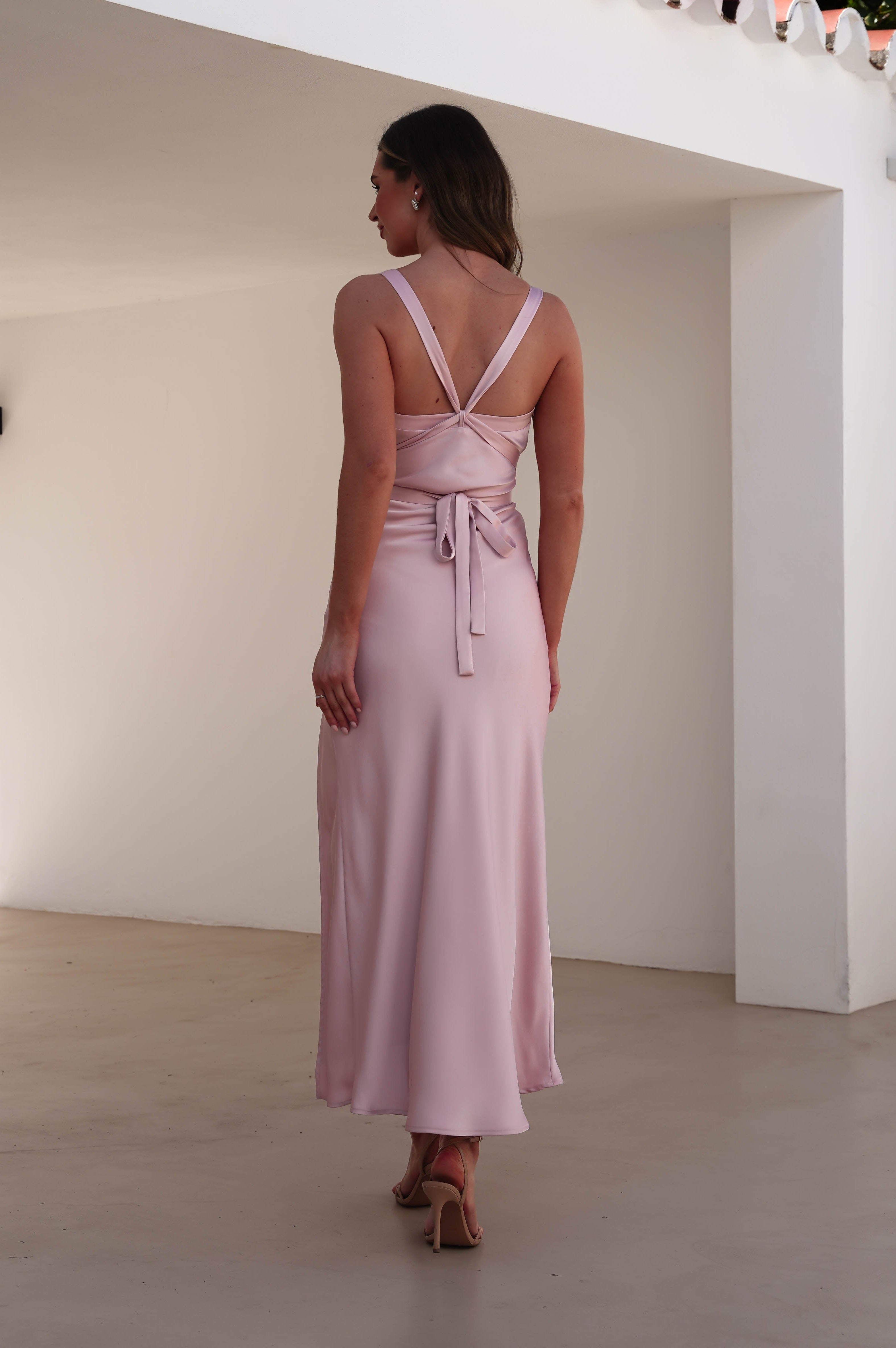 Salma Soft Matte Satin Midaxi Dress | Blush Pink - Oh Hello Clothing