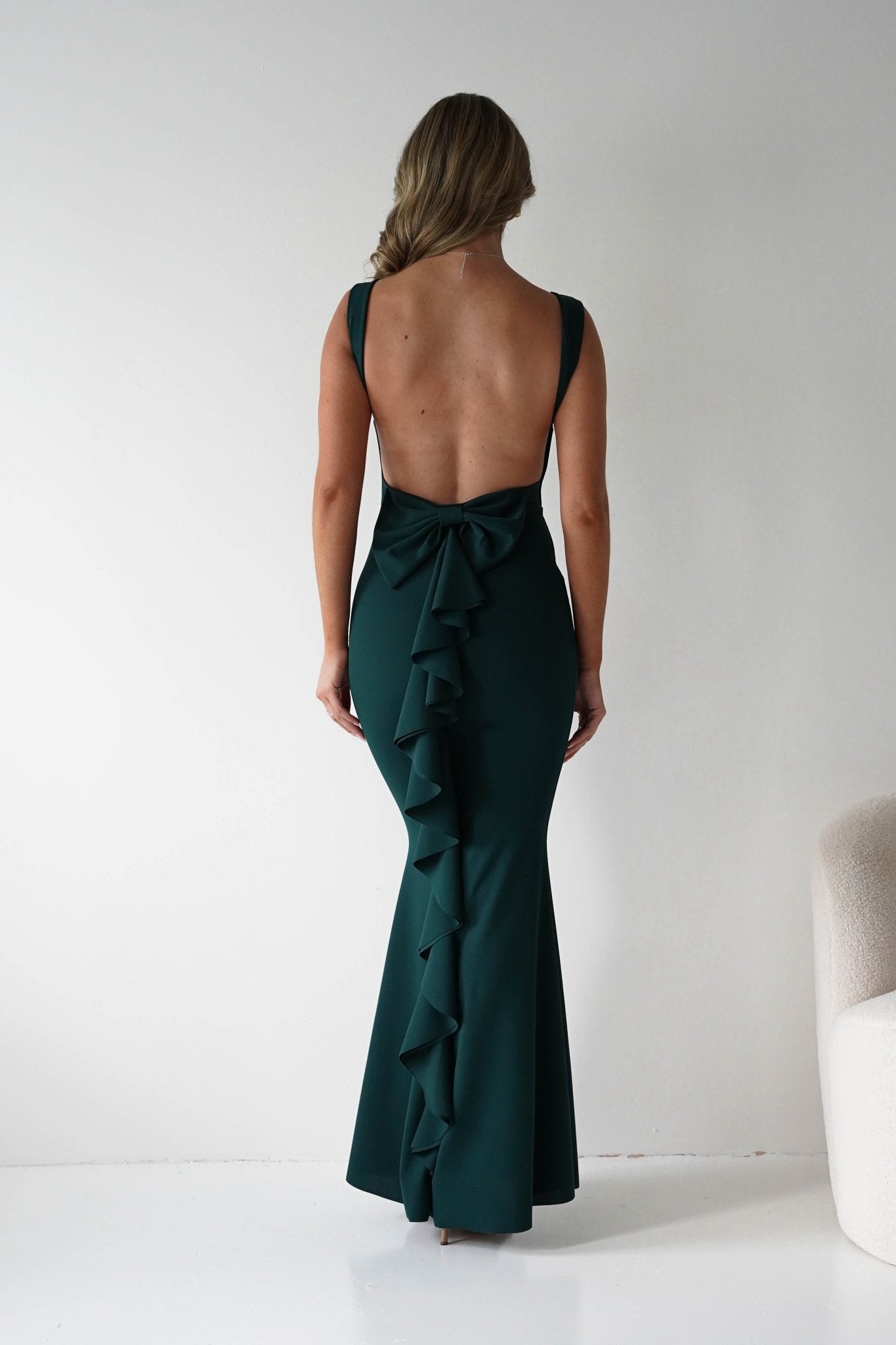 Samantha Bow Detail Maxi Dress | Emerald Green | Oh Hello Clothing | S/M - (8 - 10)
