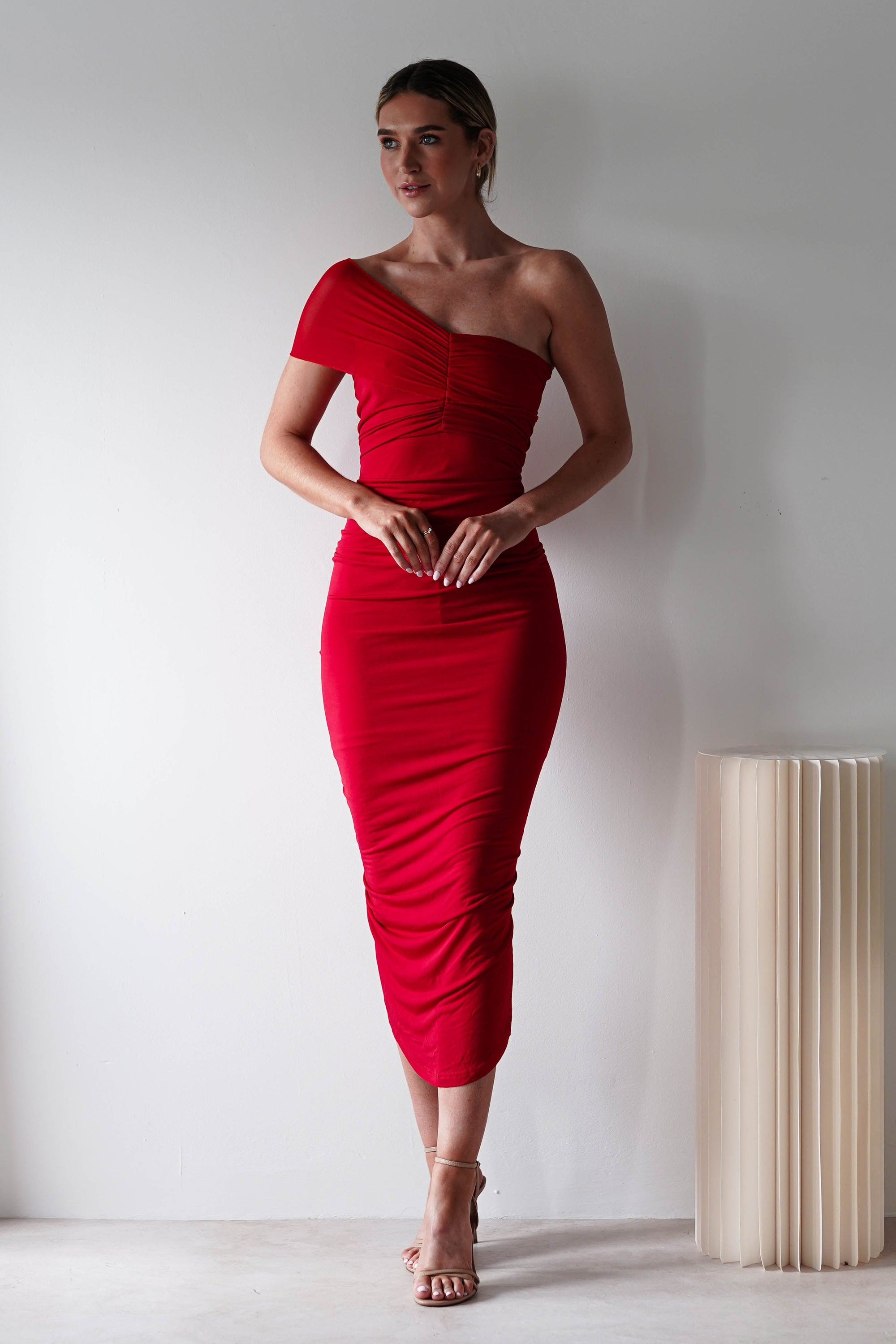 Sania Bodycon Midi Dress | Red | Oh Hello Clothing | XS (6)