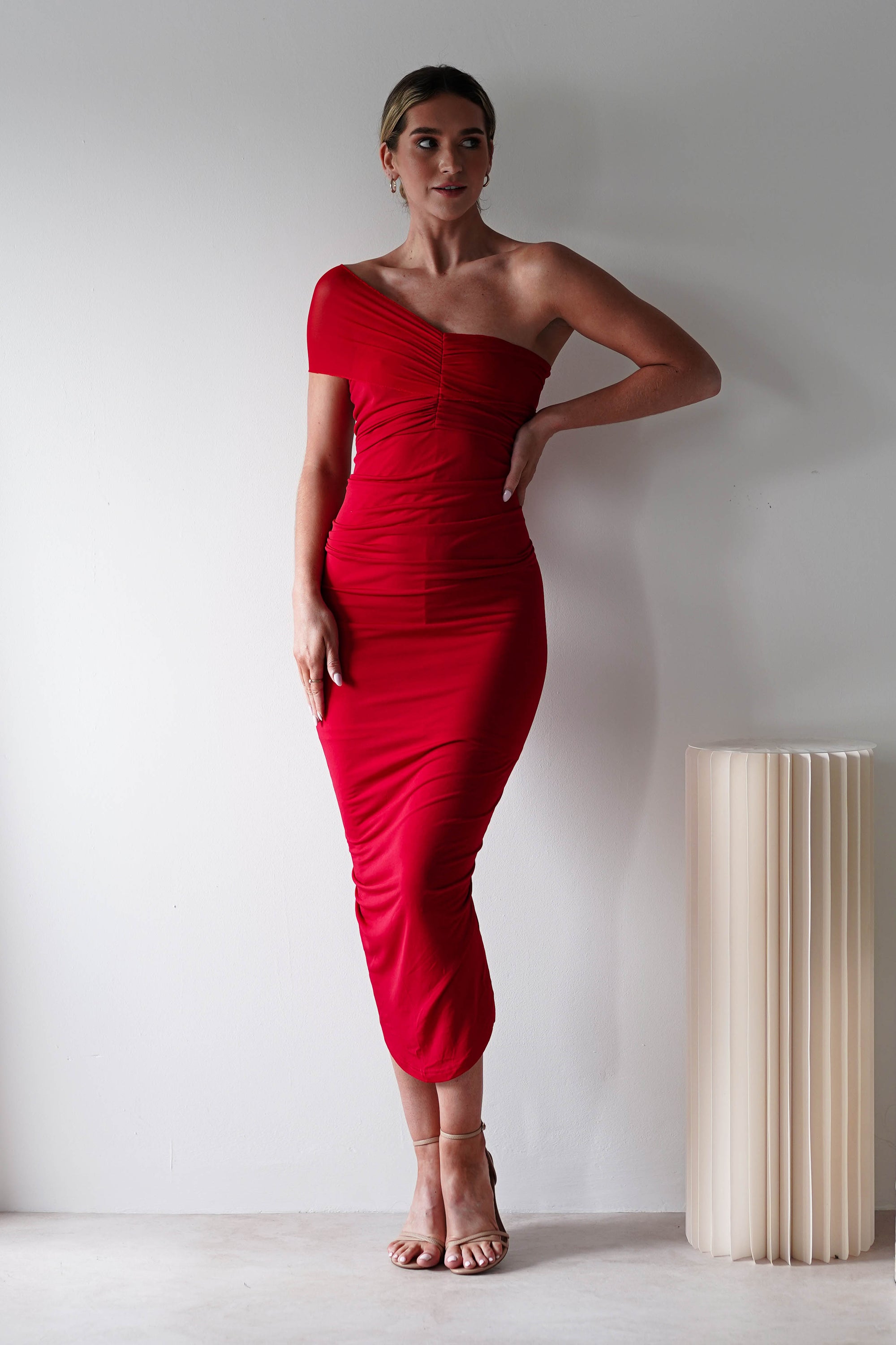 Sania Bodycon Midi Dress | Red | Oh Hello Clothing | XS (6)