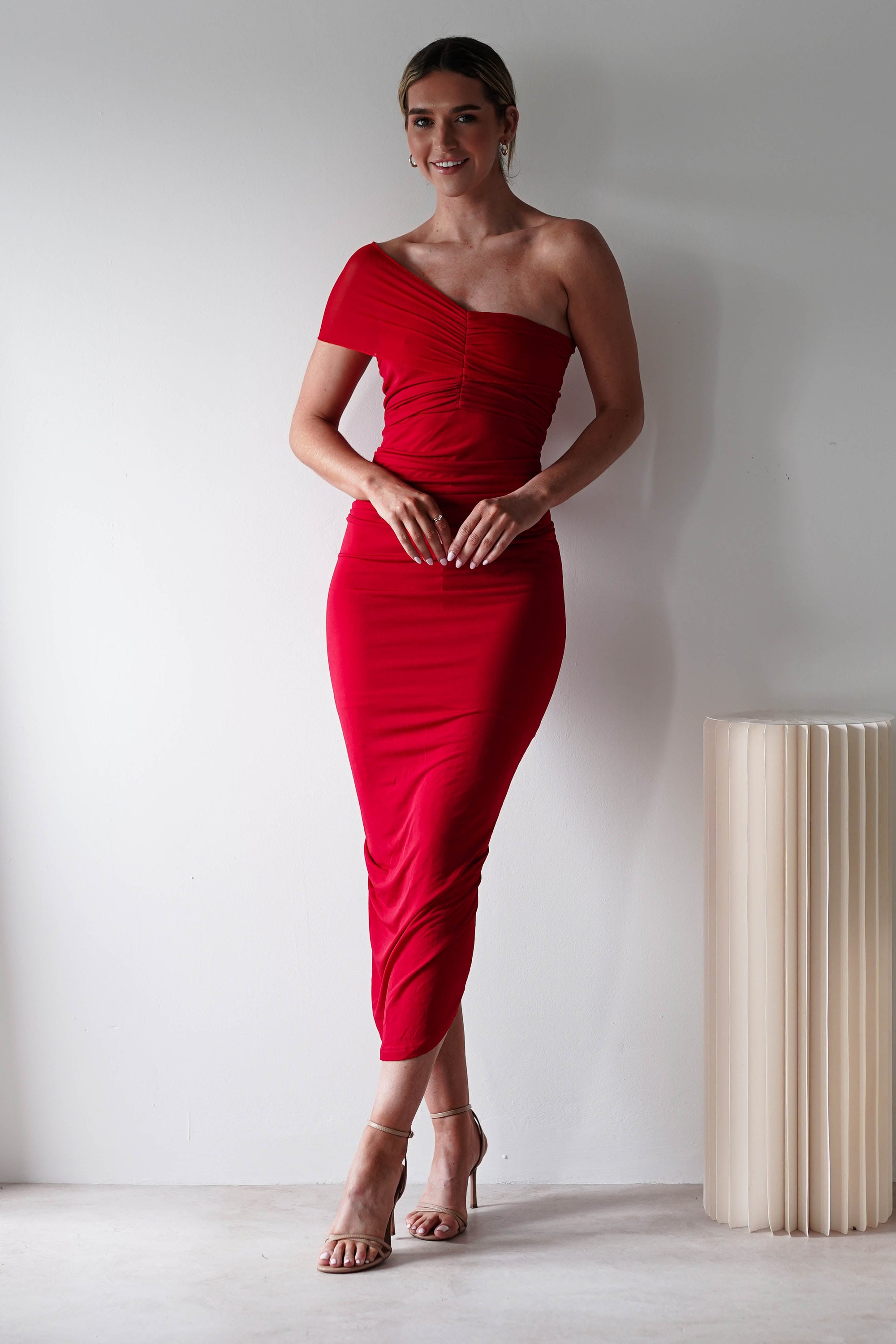 Sania Bodycon Midi Dress | Red | Oh Hello Clothing | XS (6)