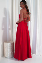 Shantal Satin Gown | Red - Oh Hello Clothing