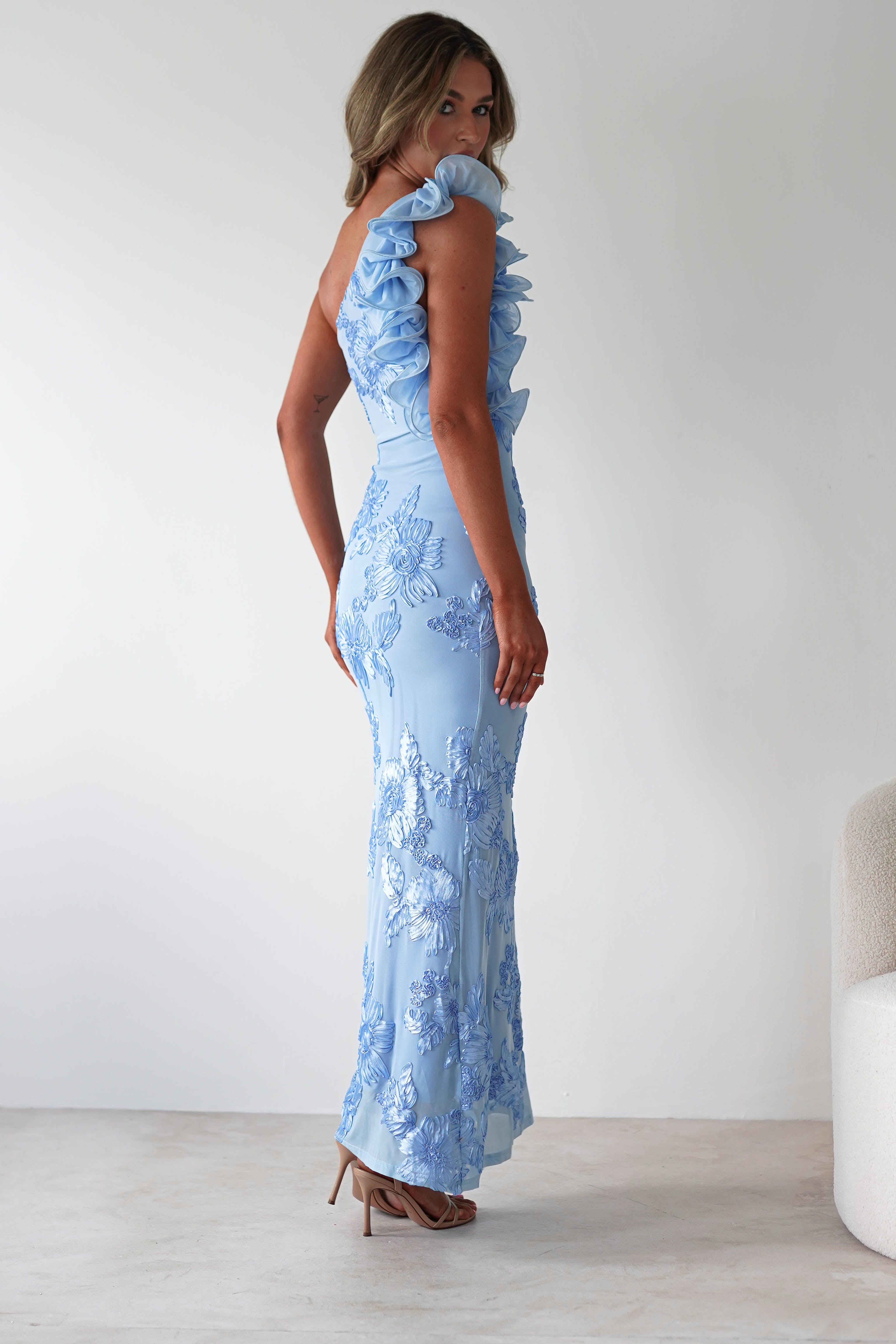 Siren Bodycon Maxi Dress | Blue Textured