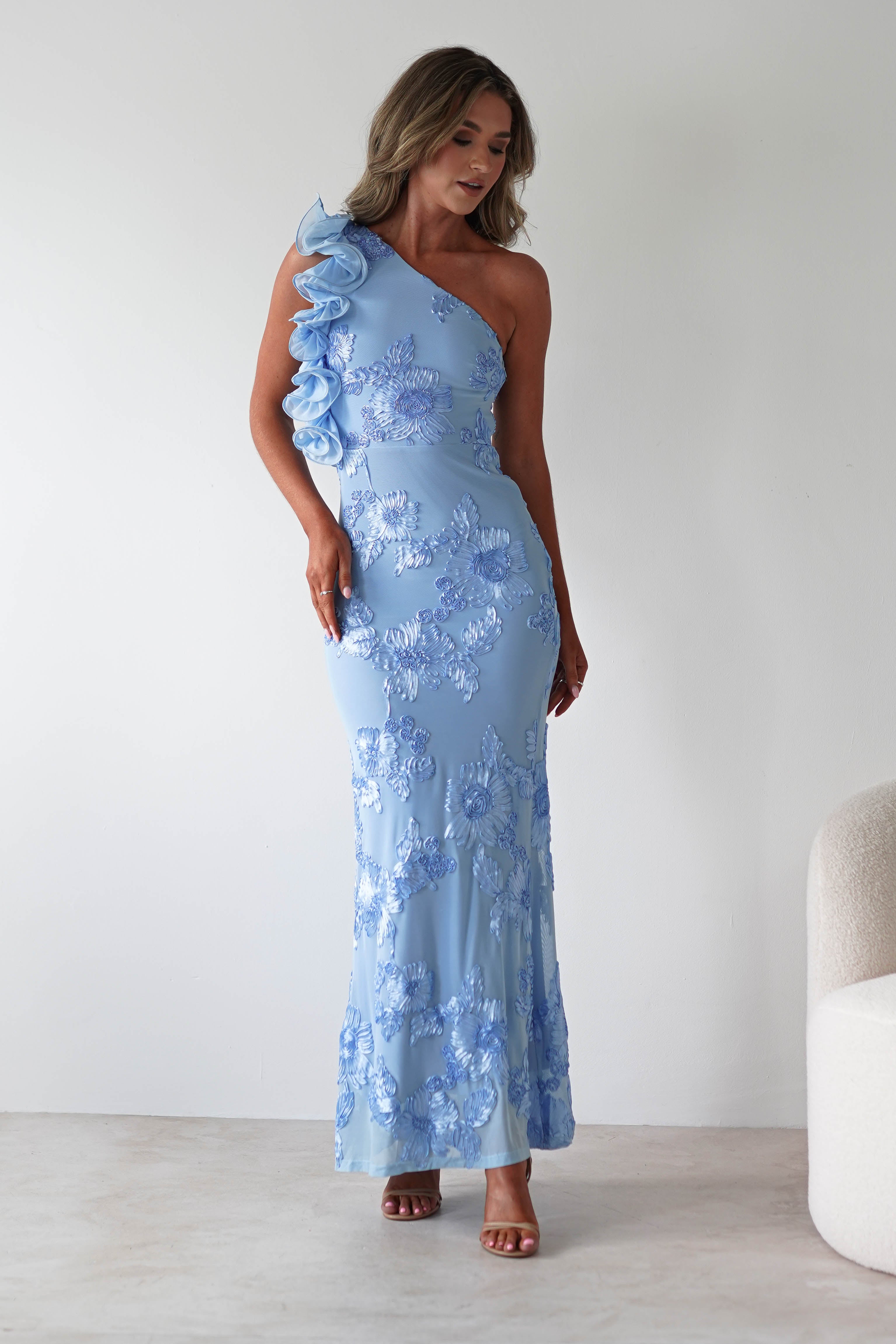Siren Bodycon Maxi Dress | Blue Textured