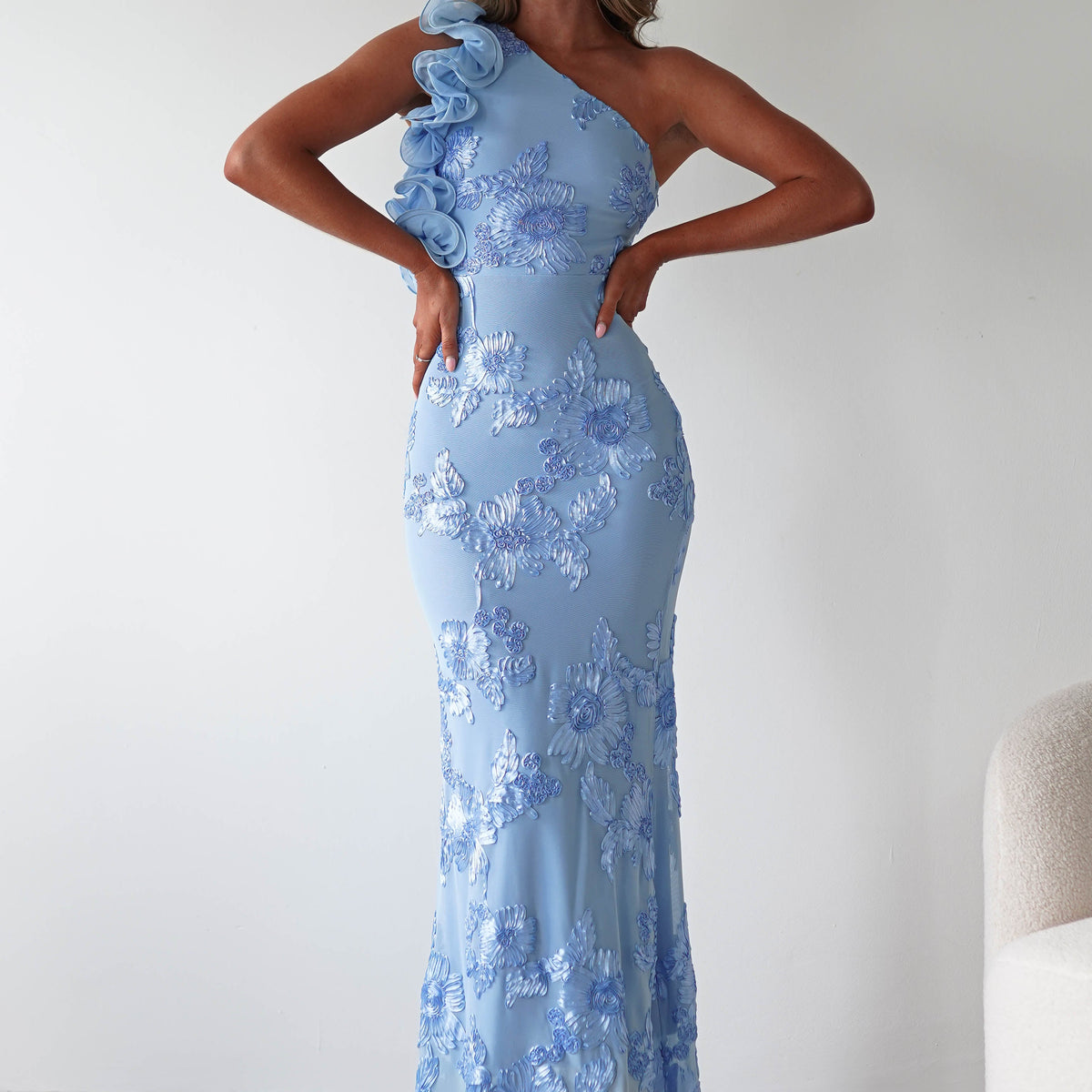 Siren Bodycon Maxi Dress | Blue Textured