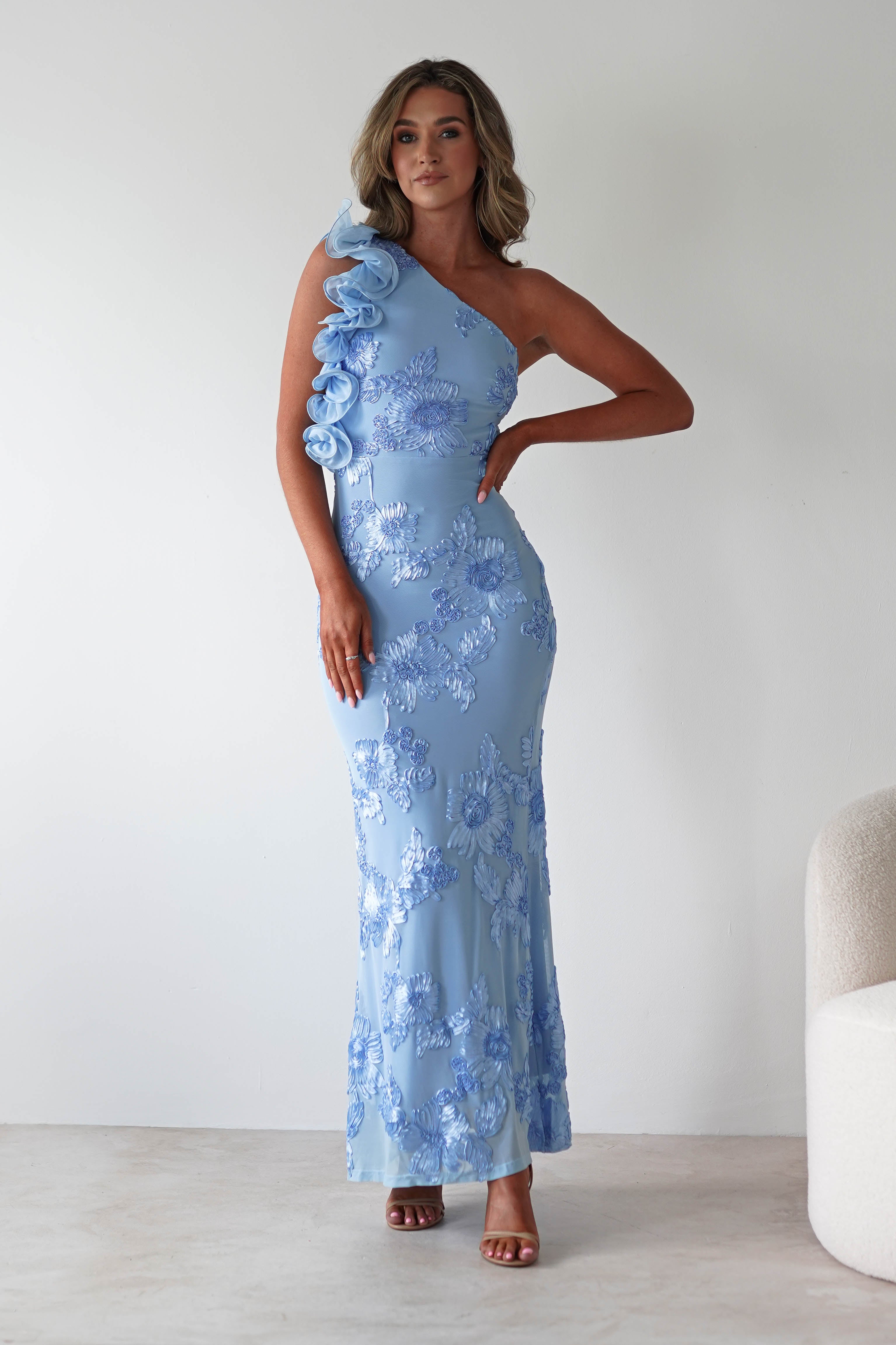 Siren Bodycon Maxi Dress | Blue Textured