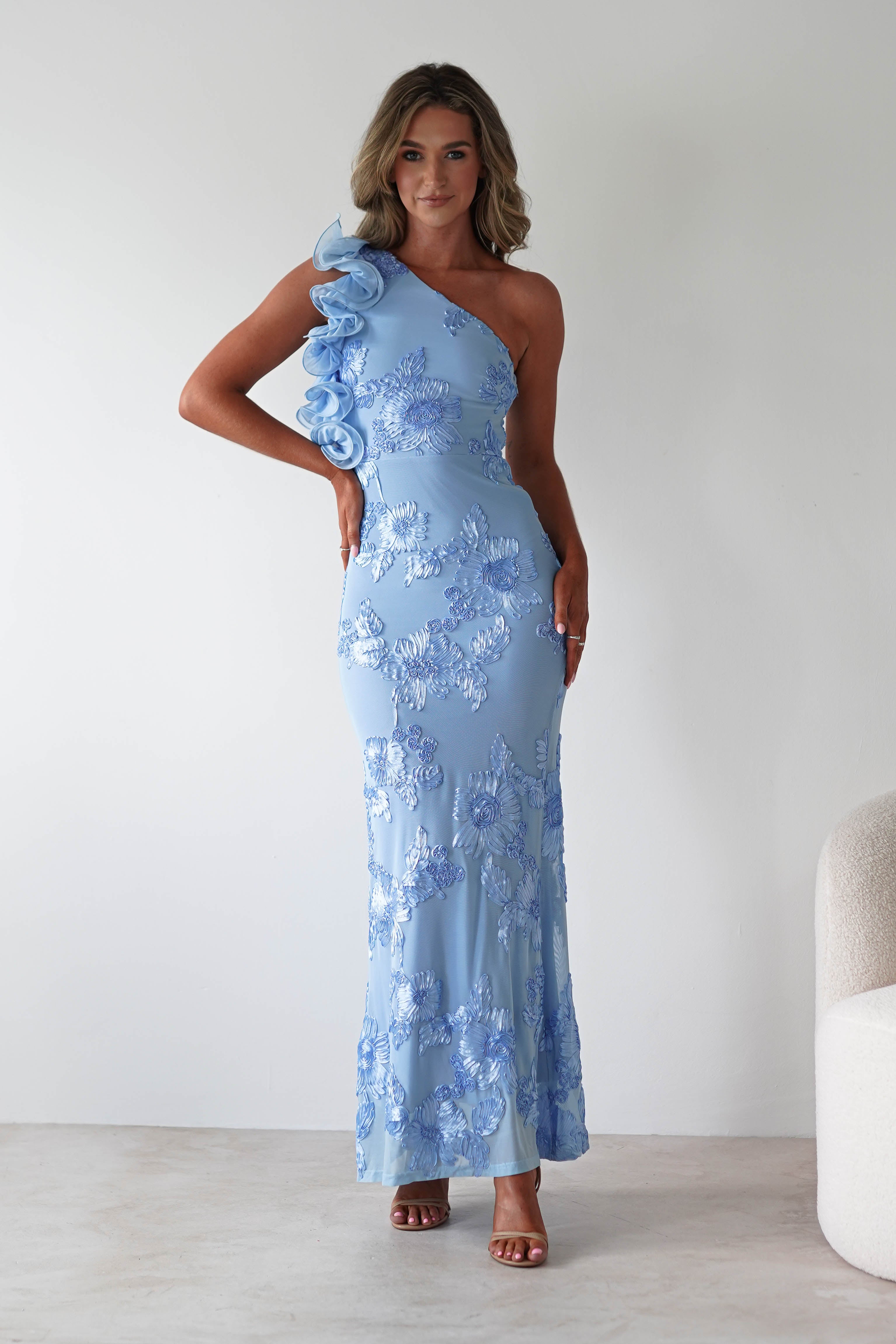 Siren Bodycon Maxi Dress | Blue Textured