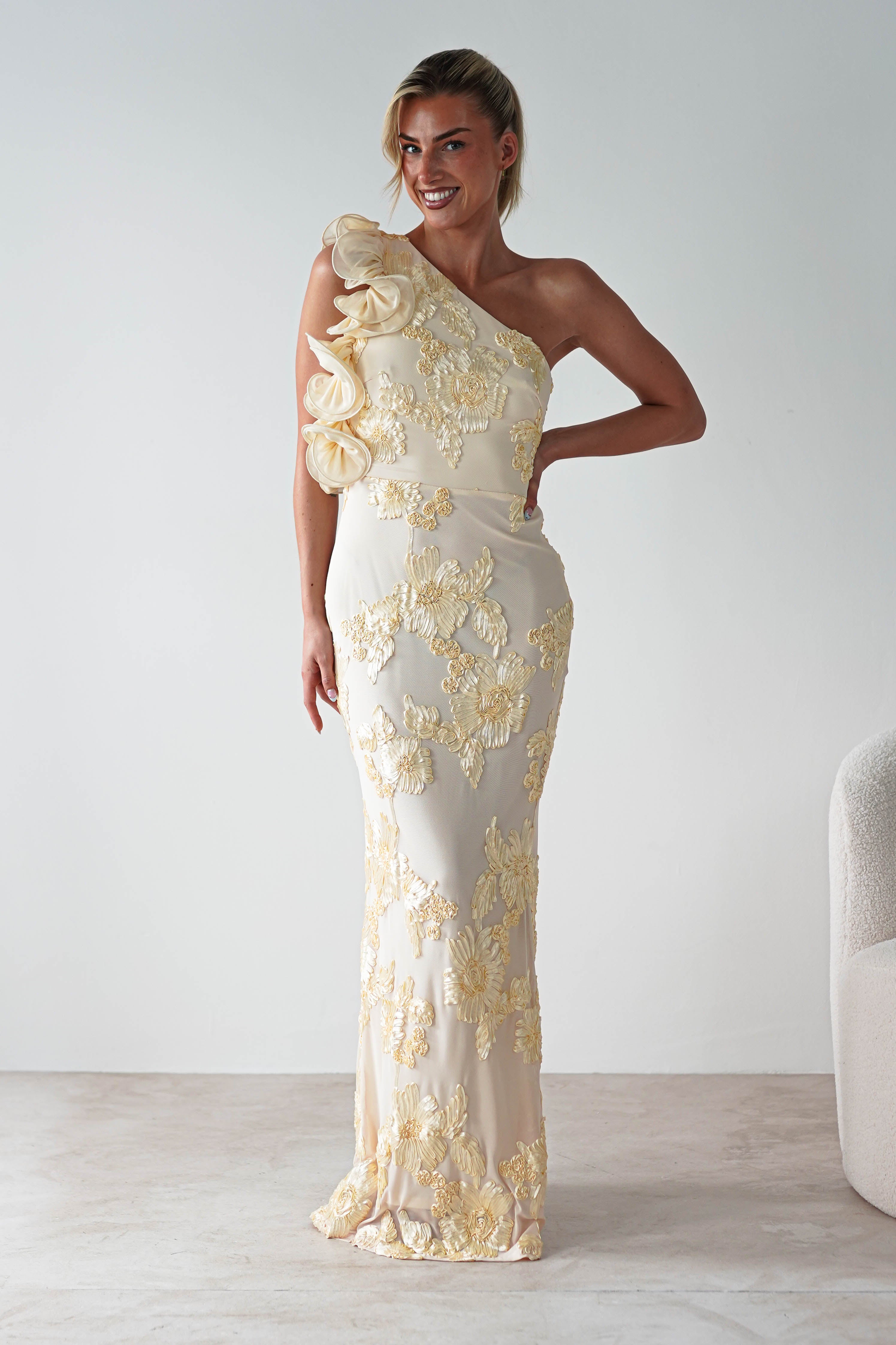 Siren Bodycon Maxi Dress | Yellow Maxi Dress