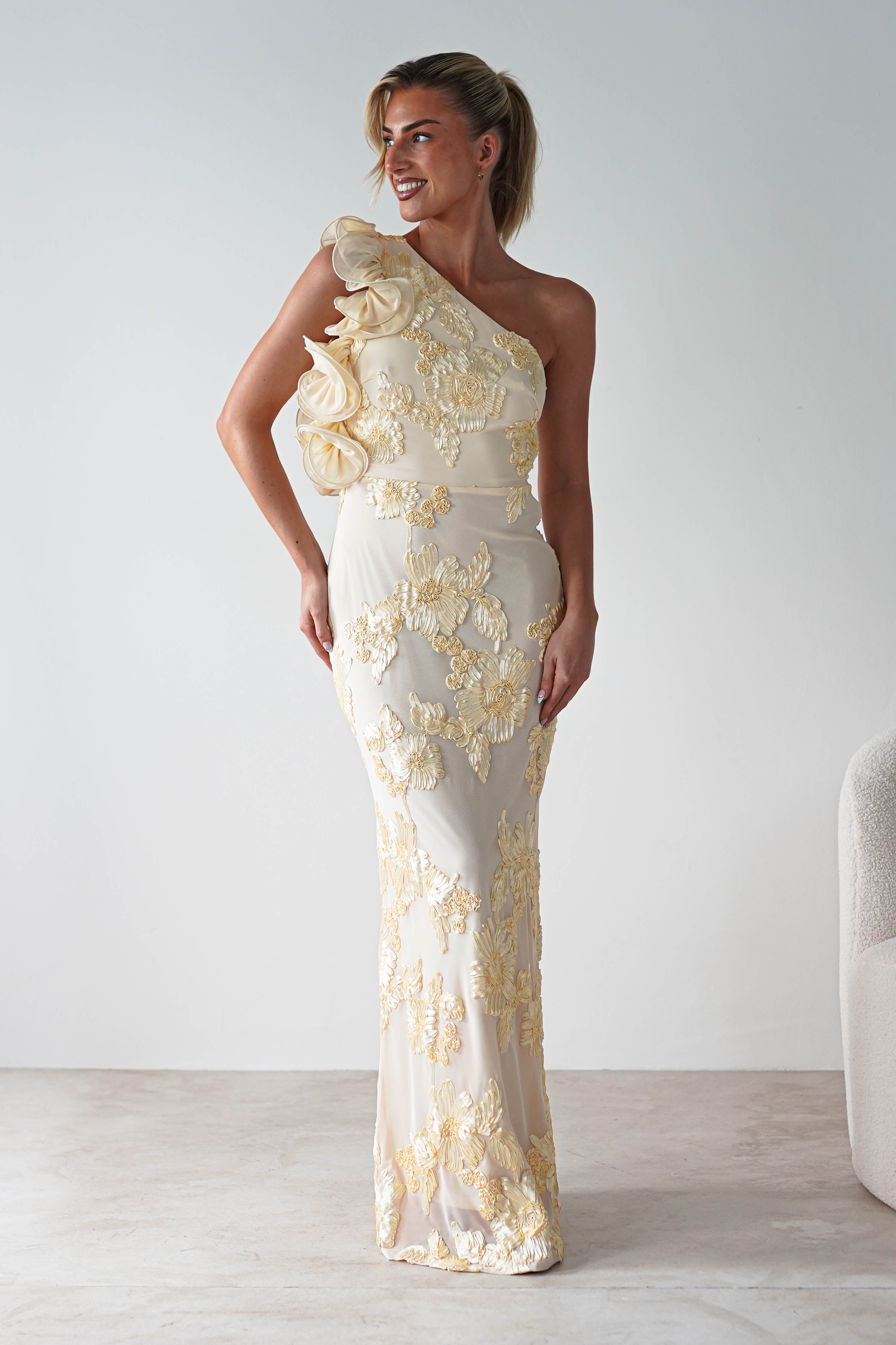 Siren Bodycon Maxi Dress | Yellow Maxi Dress