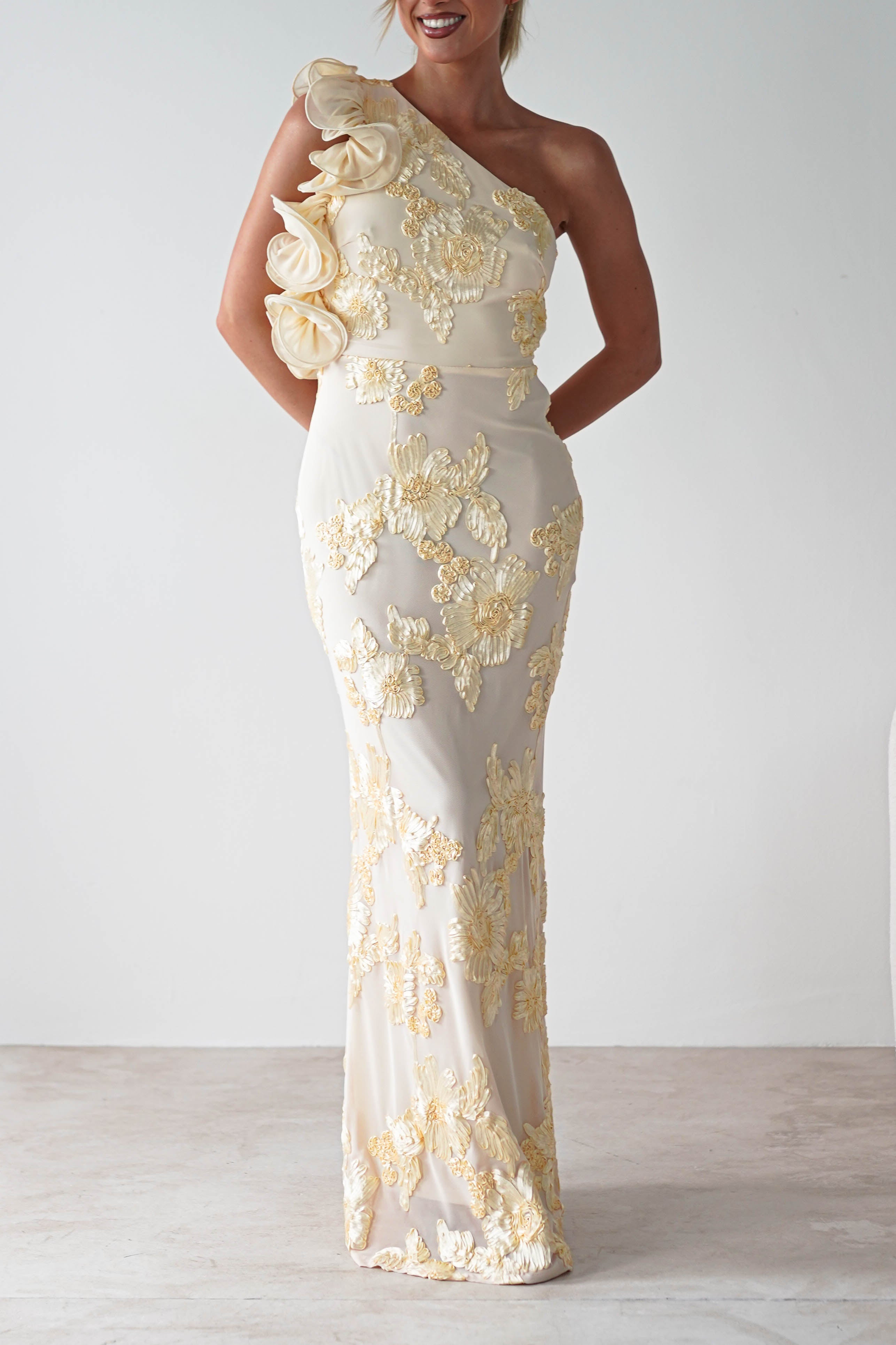 Siren Bodycon Maxi Dress | Yellow Maxi Dress