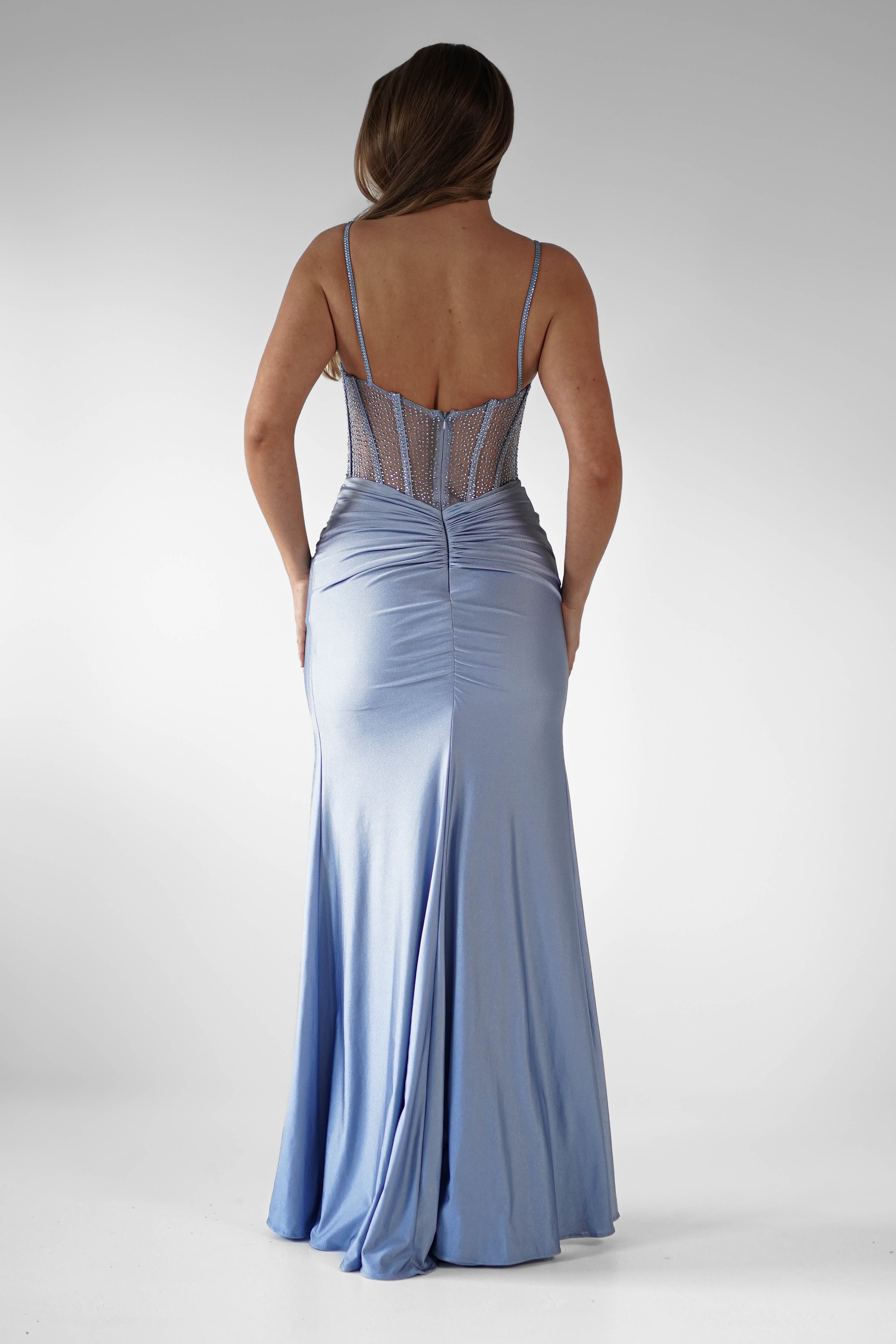 Stefani Rhinestone Bodice Gown | Light Blue - Oh Hello Clothing