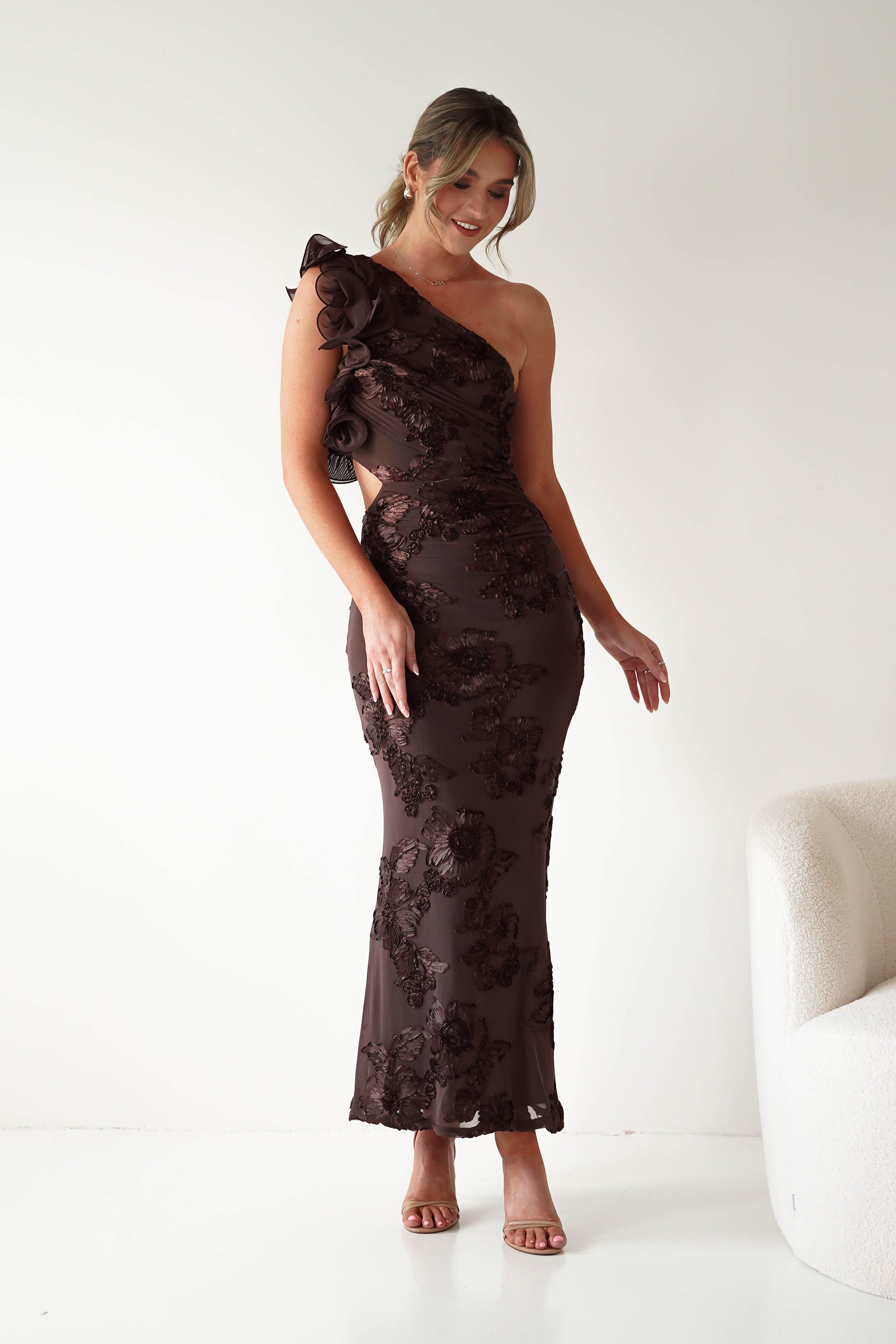 Sasha Dresses Sydney Bodycon Maxi Dress | Brown Textured