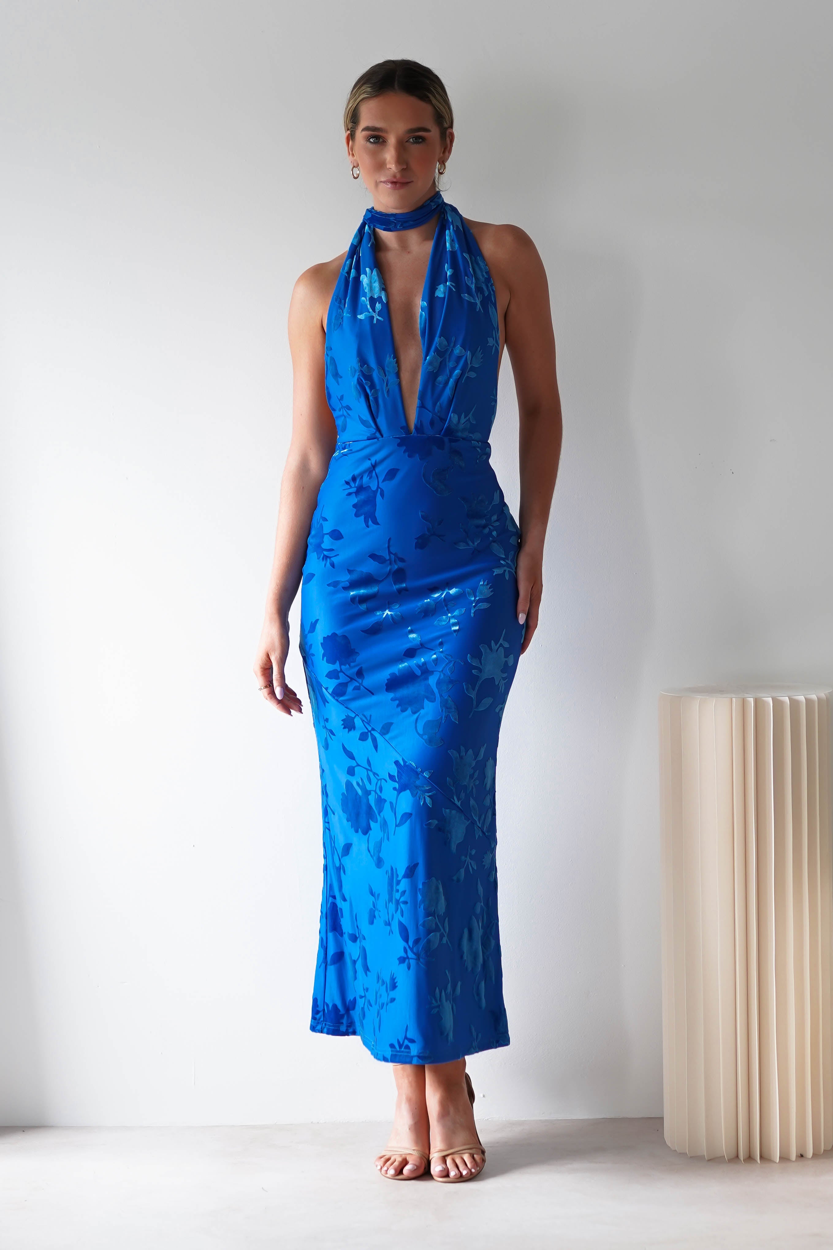 Tara Floral Jacquard Maxi Dress | Royal Blue | Oh Hello Clothing | XS (6)