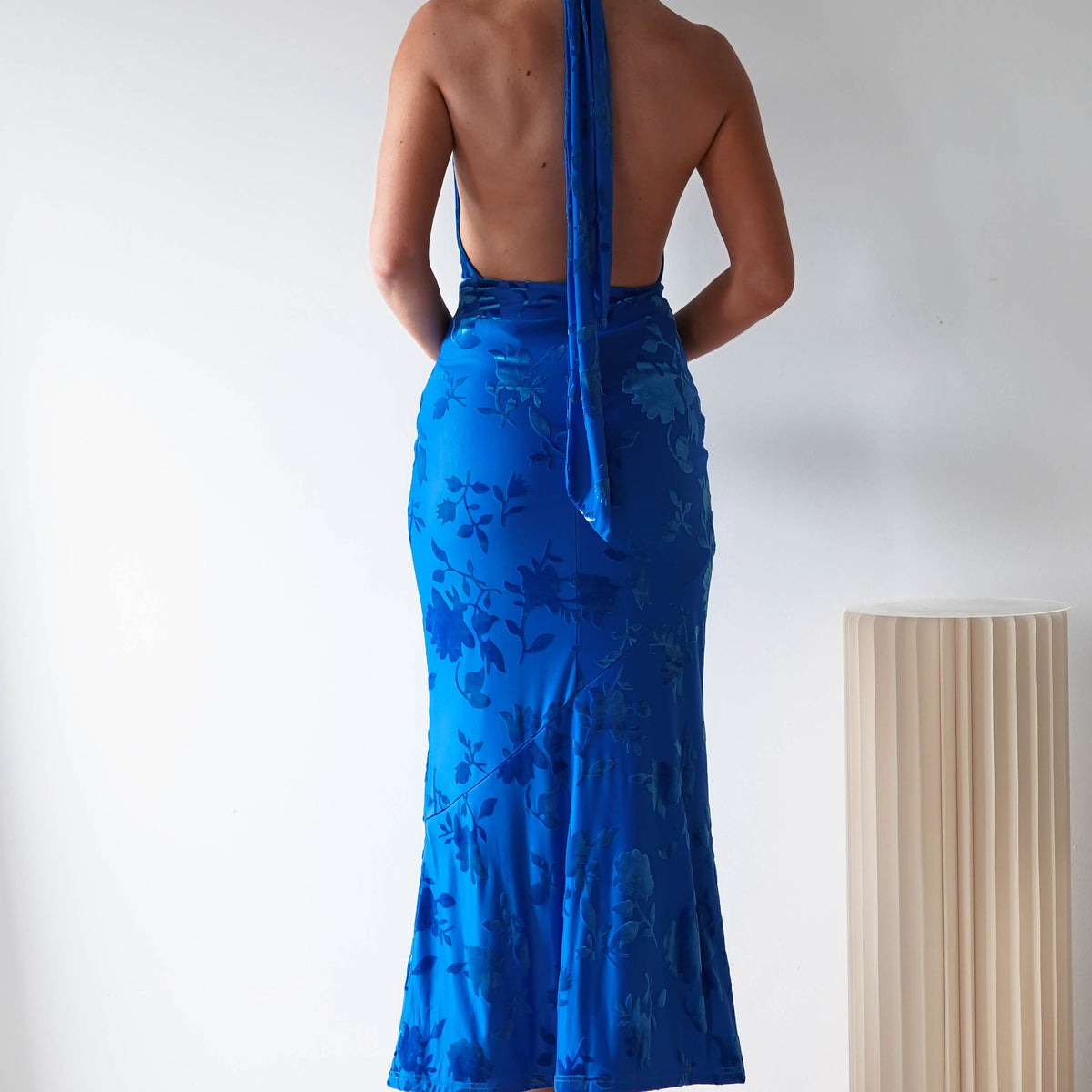 Tara Floral Jacquard Maxi Dress | Royal Blue