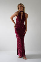 Tara Floral Jacquard Maxi Dress | Wine | Oh Hello Clothing | XS (6)