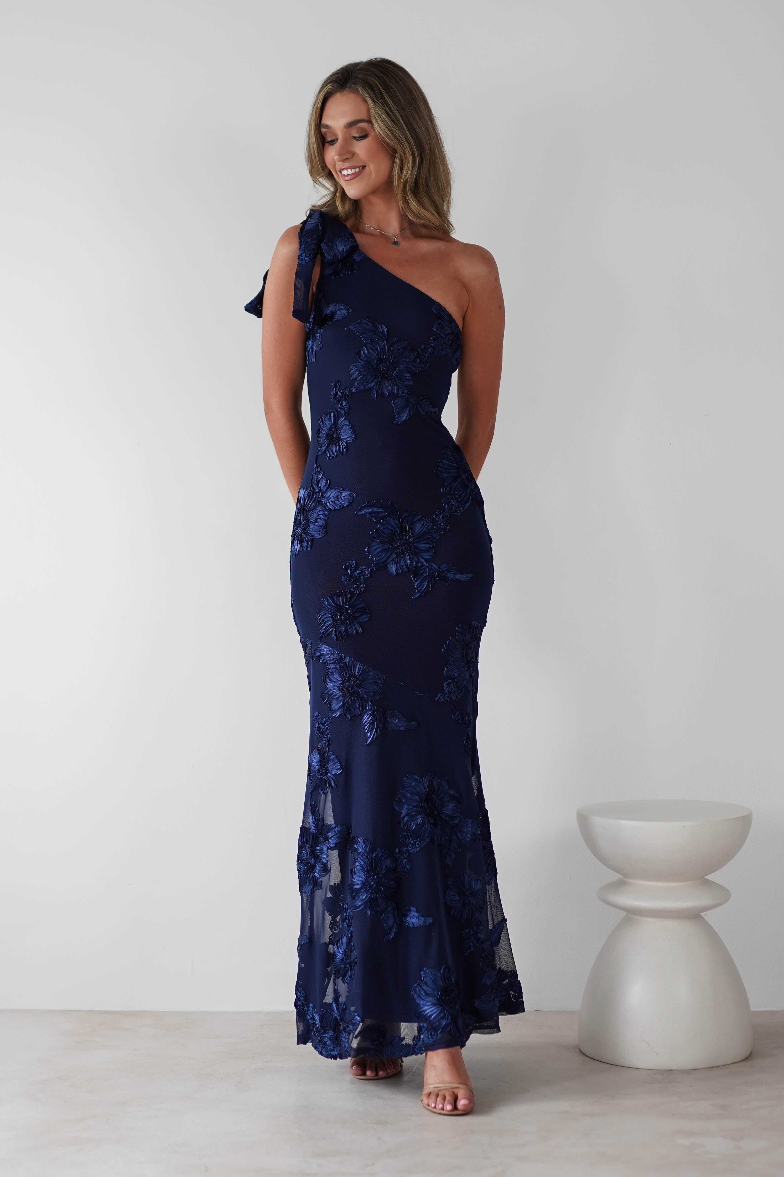 Thelma Floral Textured Maxi Dress | Navy | Oh Hello Clothing | S (8)